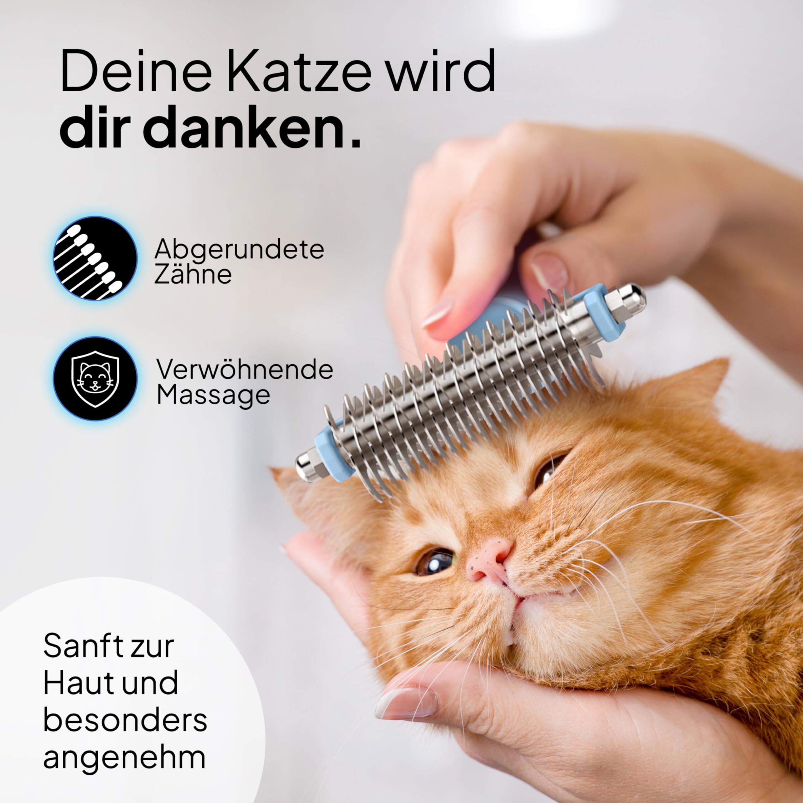 Pretty Paw Katzenbürste für empfindliche Katzen – Schonende Fellpflege mit Massageeffekt für Kurzhaar & Langhaar