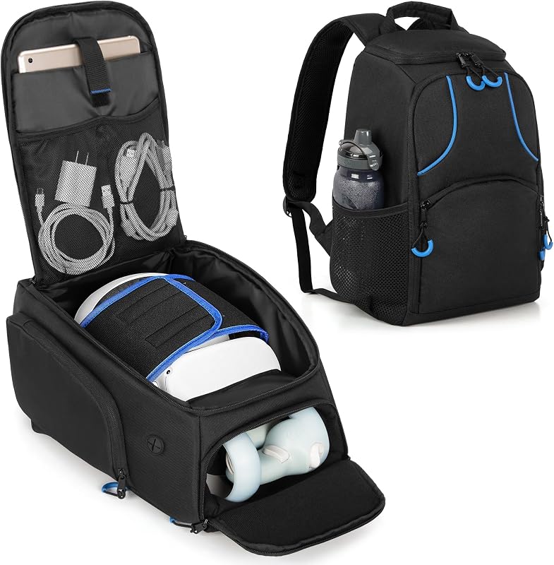PGmoon Carrying Bag Compatible with Oculus Meta Quest 2/Quest 3/Quest 3S | Travel Backpack Case with Lots of Space for Accessories (Patent Design)