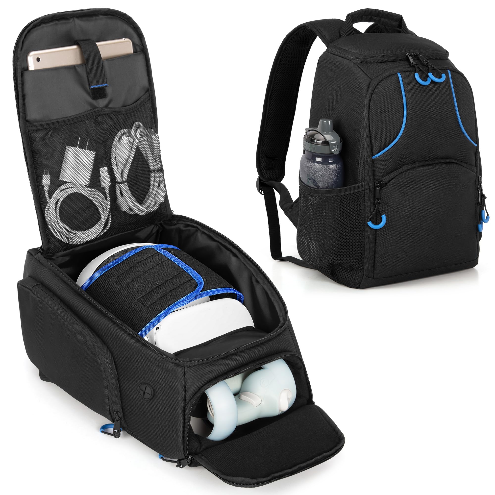 PGmoon Bolsa de transporte de almacenamiento compatible con Oculus Meta Quest 2/Quest 3/Quest Pro/VR Elite correa y controlador, mochila de viaje con mucho espacio para accesorios (diseño patentado)