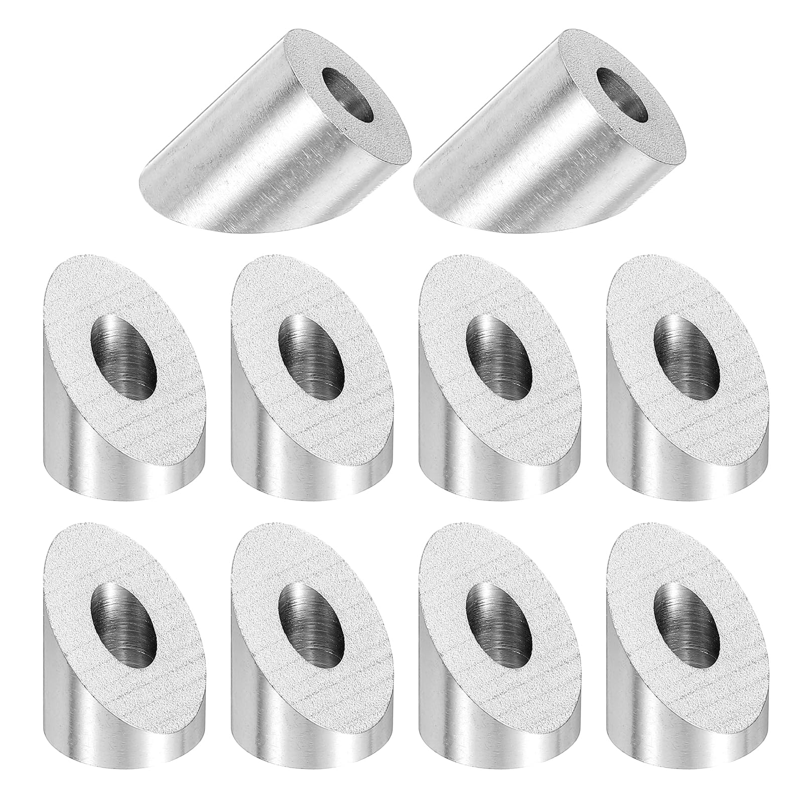 sourcing map 30 Pcs 1/4 Inch 45 Degree Angle Beveled Washer, T316 Stainless Steel Angled Washer for Cable Railing Stair Ends Wood Metal Posts, Silver