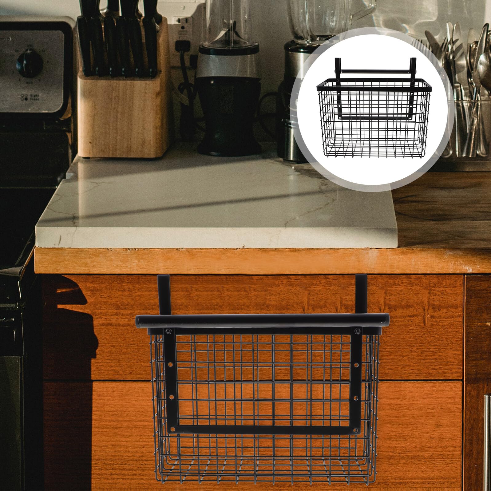 GARVALON Organizador Negro ni Acero Armario al Cocina de Carbono Acumulación Cesta Colgante sin Agua Desprendimiento Almacenar Adecuado para Verduras y Especias