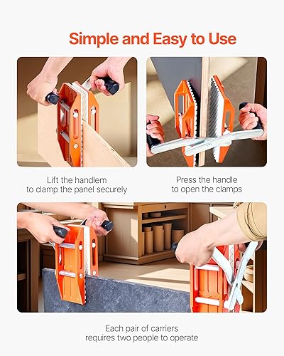 Miniatura 4 de VEVOR Abrazaderas de transporte de piedra de doble mano, capacidad de carga de 660 libras, paquete de 2 soportes de panel de granito herramientas de