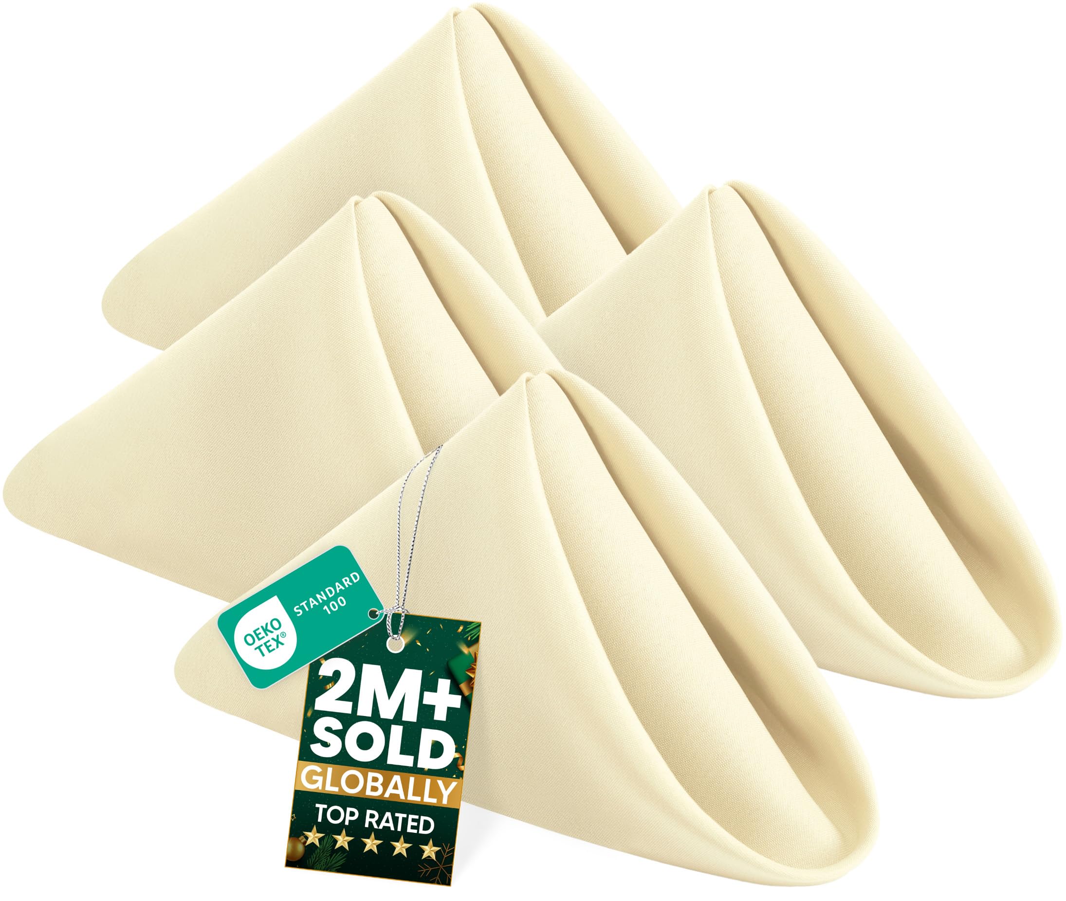 Utopia Home [24 Pack, Ivory] Cloth Napkins 17x17 Inches, 100% Polyester Hemmed Edges, Washable and Reusable Ideal for Parties, Weddings and Dinners