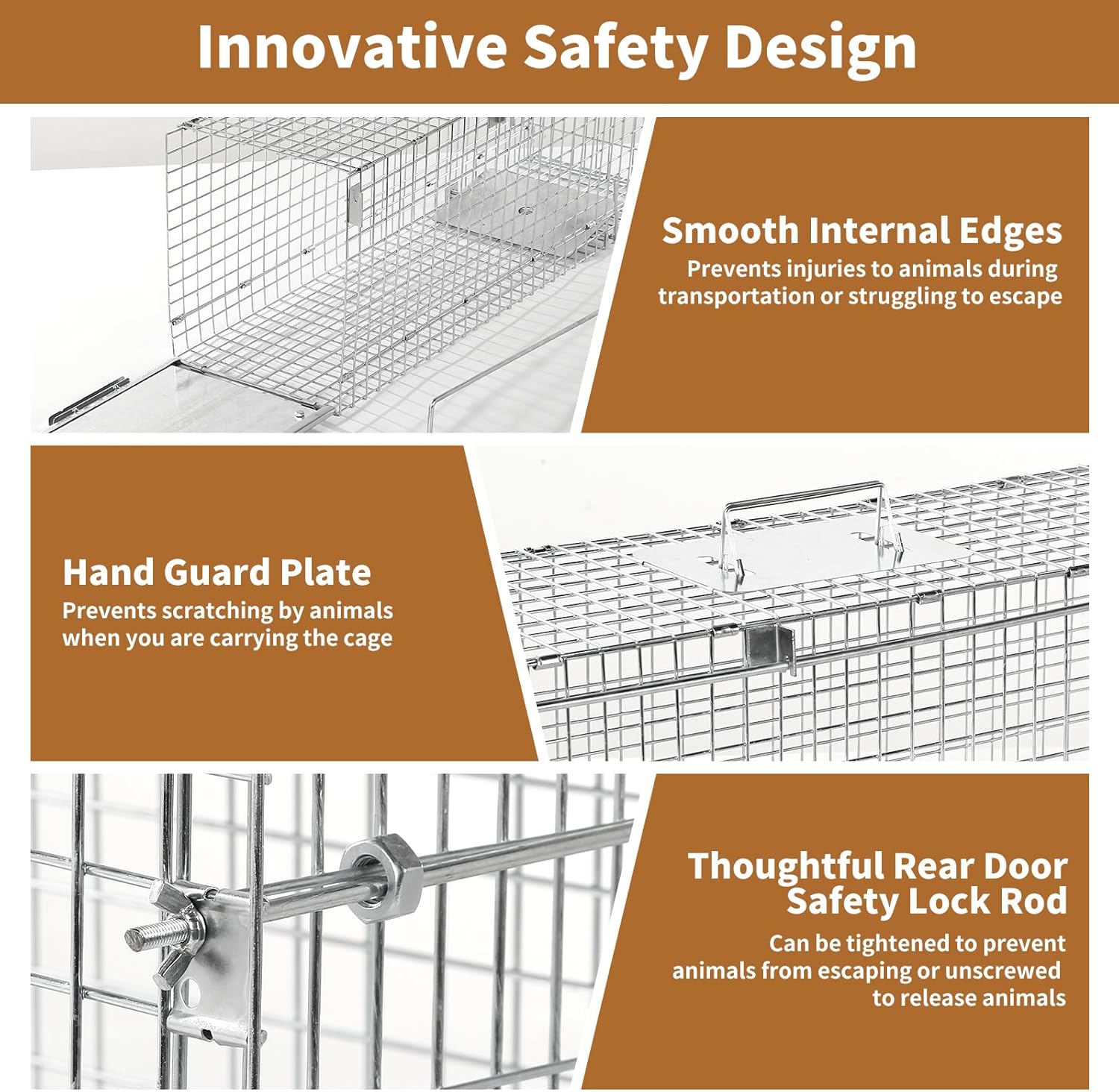 32" Humane Animal Cage Trap, Live Animal Cage Trap, Folding Animal Trap for Stray Cats, Raccoons, Rabbits, Skunks, Moles, Groundhogs and Armadillos up to 17 lbs