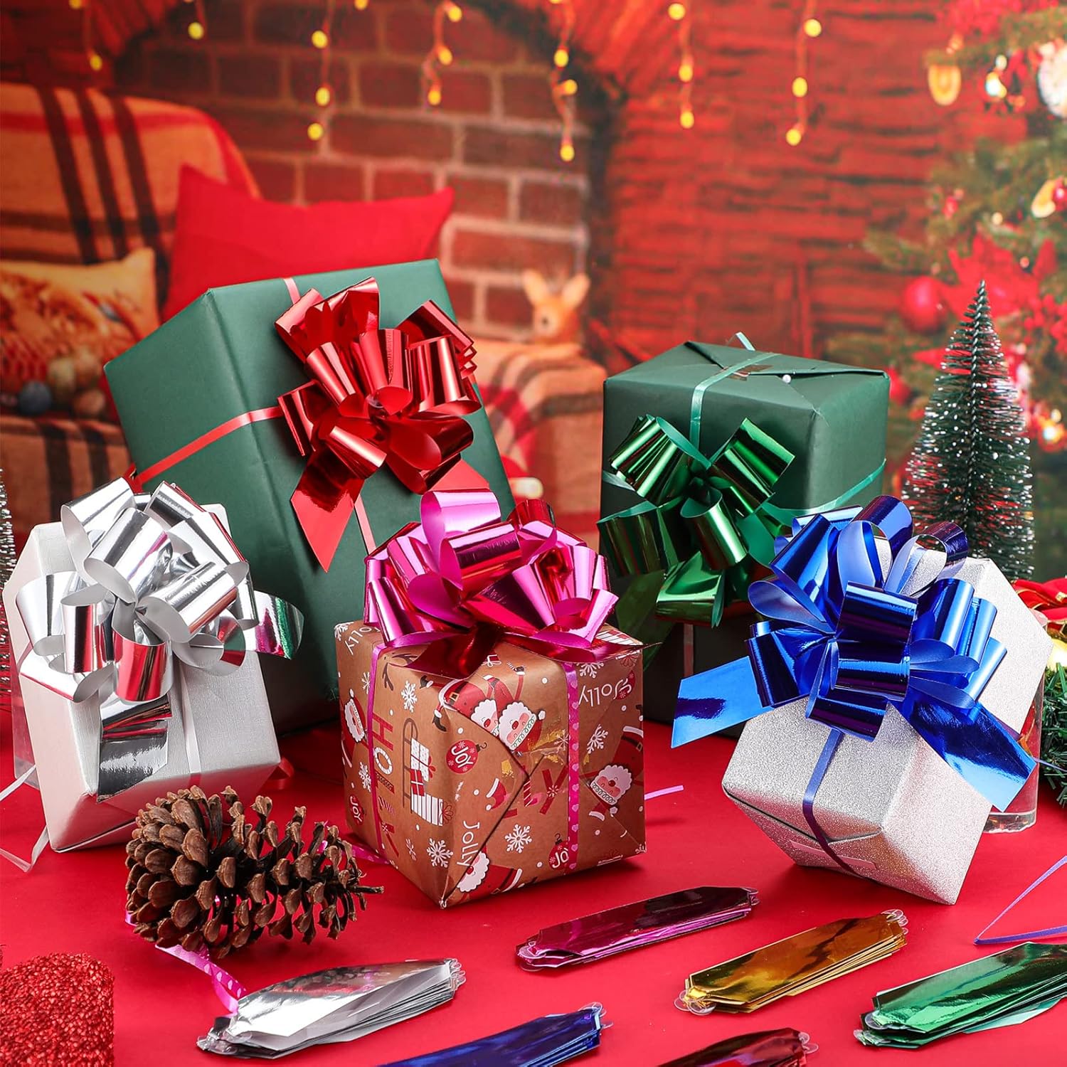 Chunyin 72 Pcs 5 Inch Wrap Pull Bows Gift Bows with Ribbon for St. Patrick's Day, Easter, Graduation Gift Wrapping Decor Birthday Anniversary Supplies(Classic Color) - Image 3