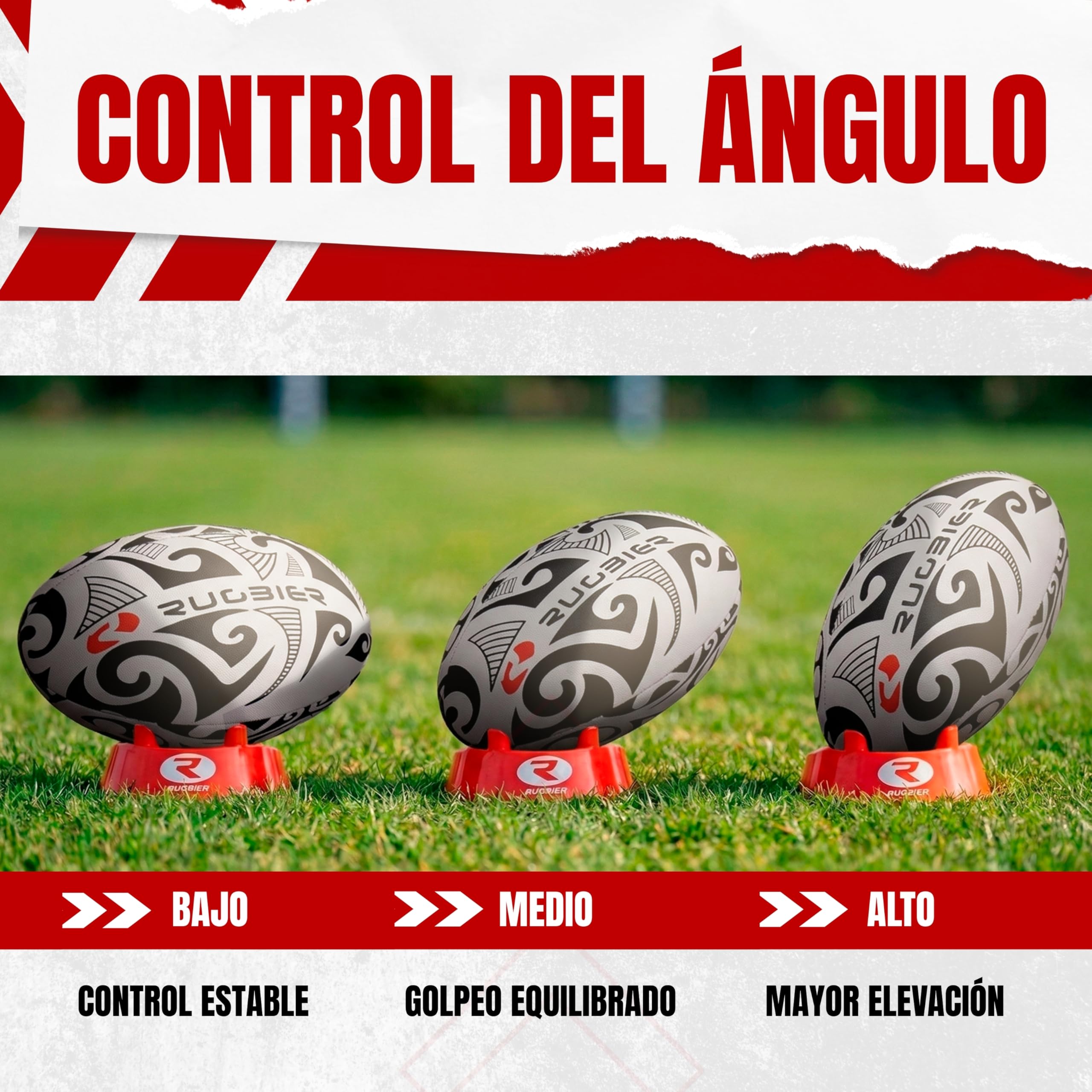 tee de Rugby Profesional Standard – Kicking tee para Patadas, Conversiones y Entrenamiento – Soporte Balón Rugby Alta Estabilidad – Accesorio Rugby Competición – Color Rojo