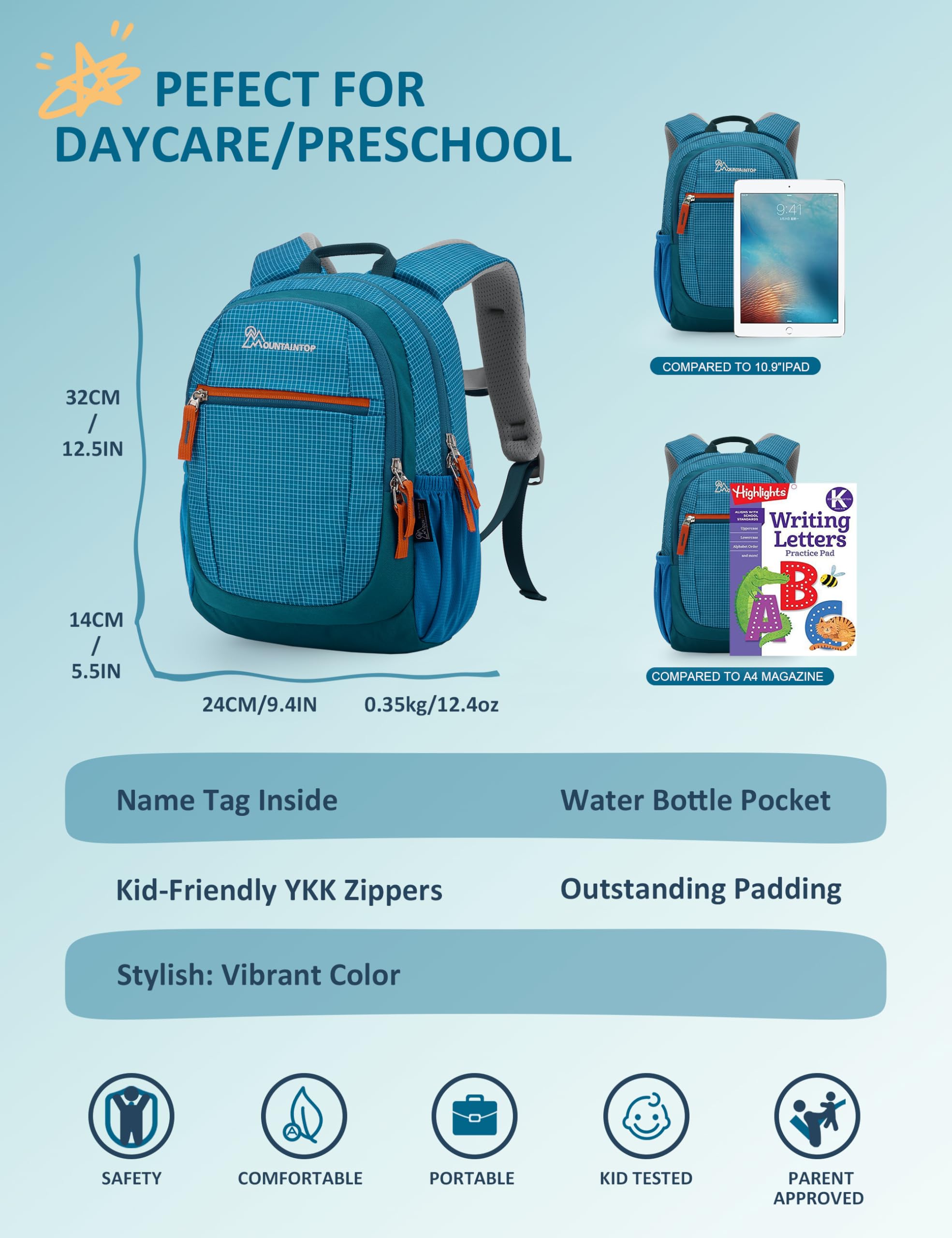 MOUNTAINTOP 5L Mini Sac à dos sac enfant voyage weekend école Cartable pour enfants Maternelle Filles Garçons