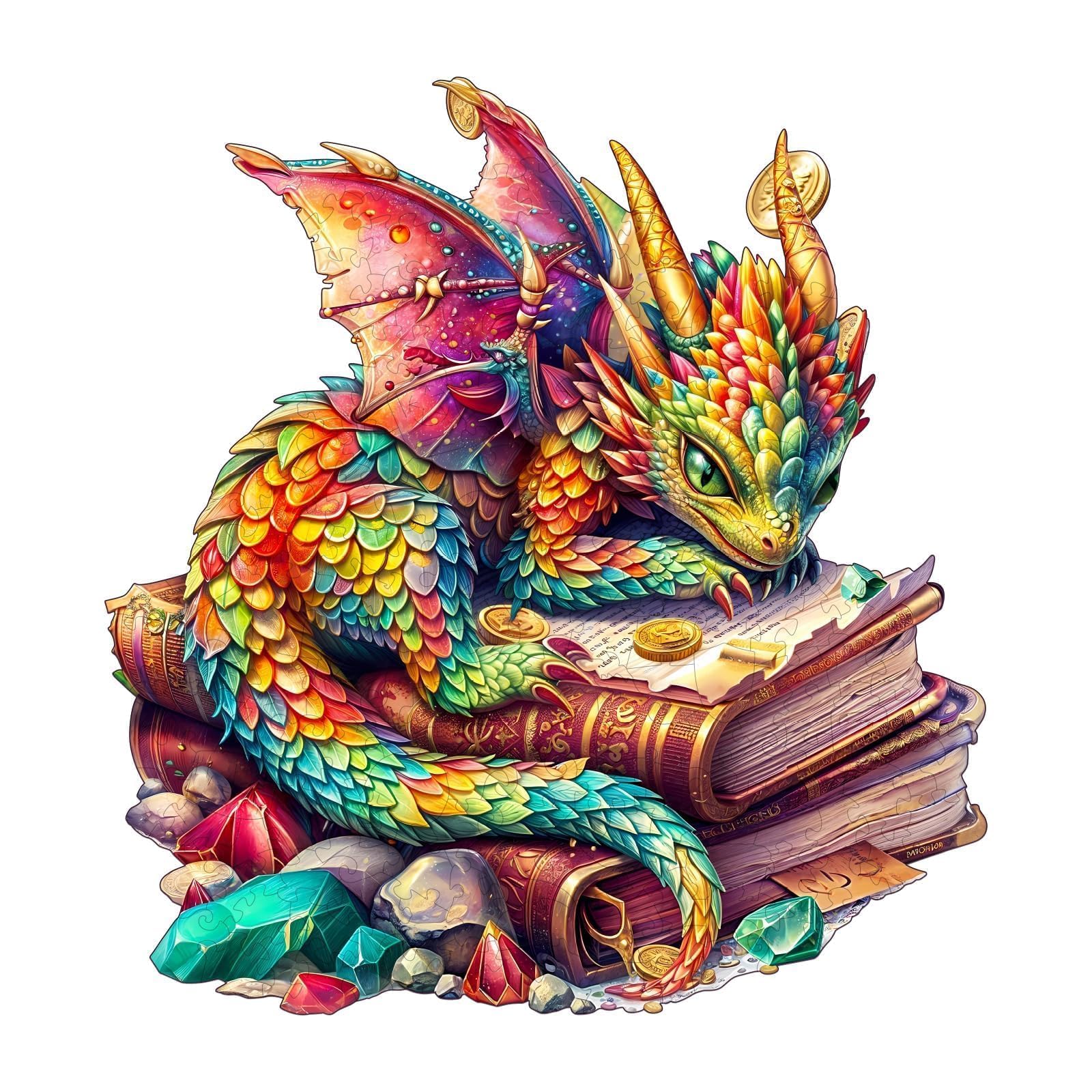 Wooden Puzzles for Adults - Jeweled Dragon Puzzle, Unique Shape Wooden Jigsaw Puzzle for Adults, Wood Puzzles Adult, Good Gift Idea for Friends, Home