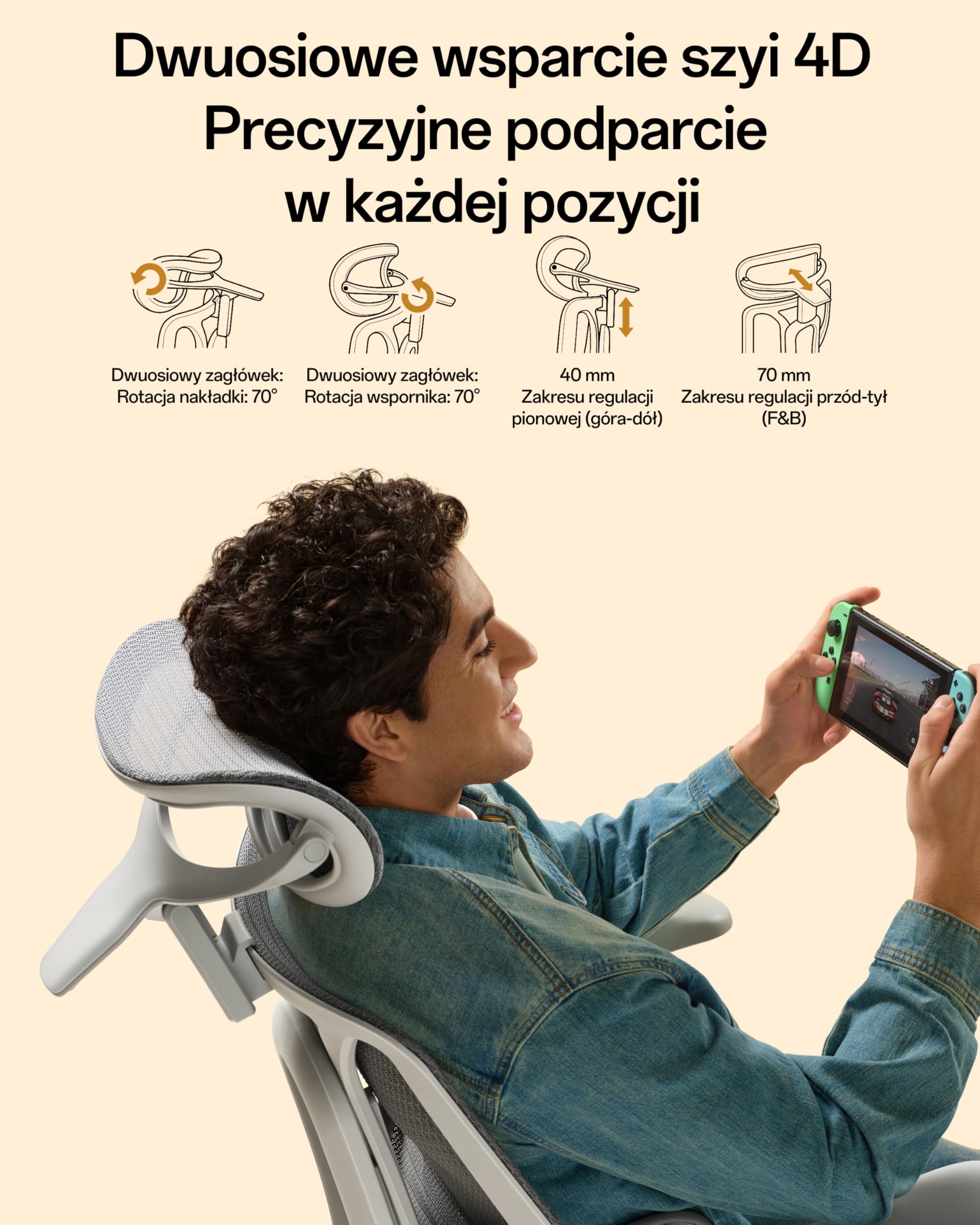 Hbada E3 Air Edycja 2026 Ergonomiczne Krzesło Biurowe, Fotel do Pracy Zdalnej z Siatki, 3-strefowe Wsparcie Lędźwiowe, Zagłówek, Podłokietniki 4D, Nachylenie 140°, Białe, Podnóżek