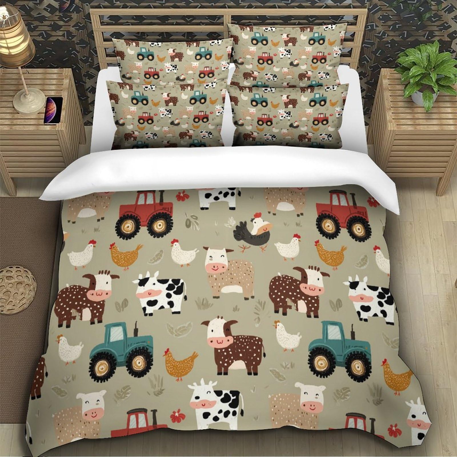 Kinder Bettwäsche Set Bauernhof 3D Druck Mikrofaser