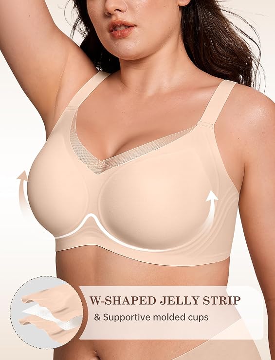 LetsJoli Lace V Seamless Bras for Women No Underwire Bralettes Push Up Wireless Supportive Full Coverage Everyday Bras