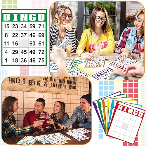 Miniatura 6 de Marspark 36 tarjetas de bingo multicolor a granel multicolor Jumbo tablero de juego de bingo para hacer tus propios cuadrados de hoja para fiesta de