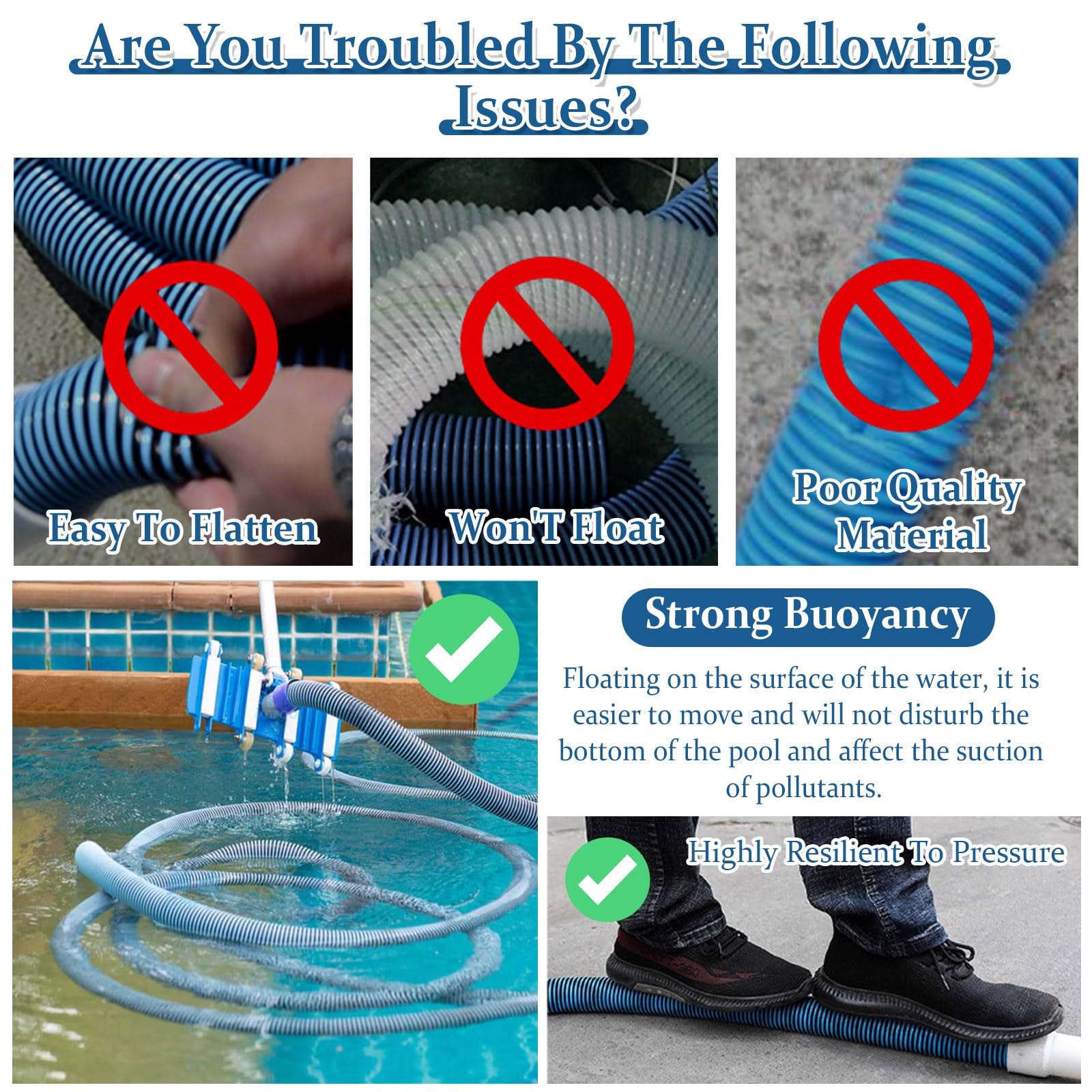 manguera limpiafondos piscina Manguera De Aspiración Para Piscinas - Manguera De Recambio Para Limpiafondos Para Piscinas Elevadas Y Enterradas Manguera De Aspiración Para Limpieza De Piscinas(1 1/2 i