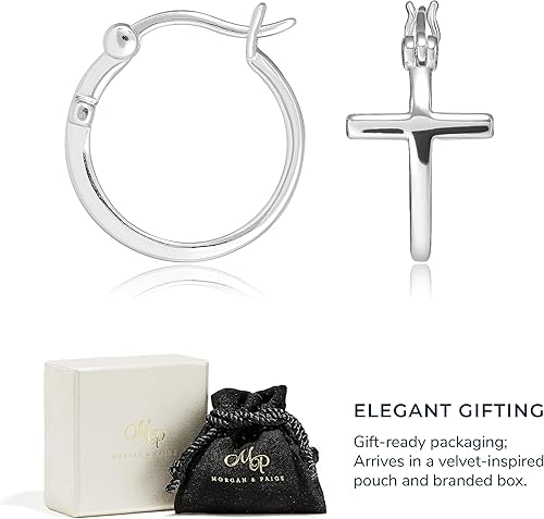 Miniatura 6 de 925 Sterling Silver Cross Circle Hoop or Stud Earrings