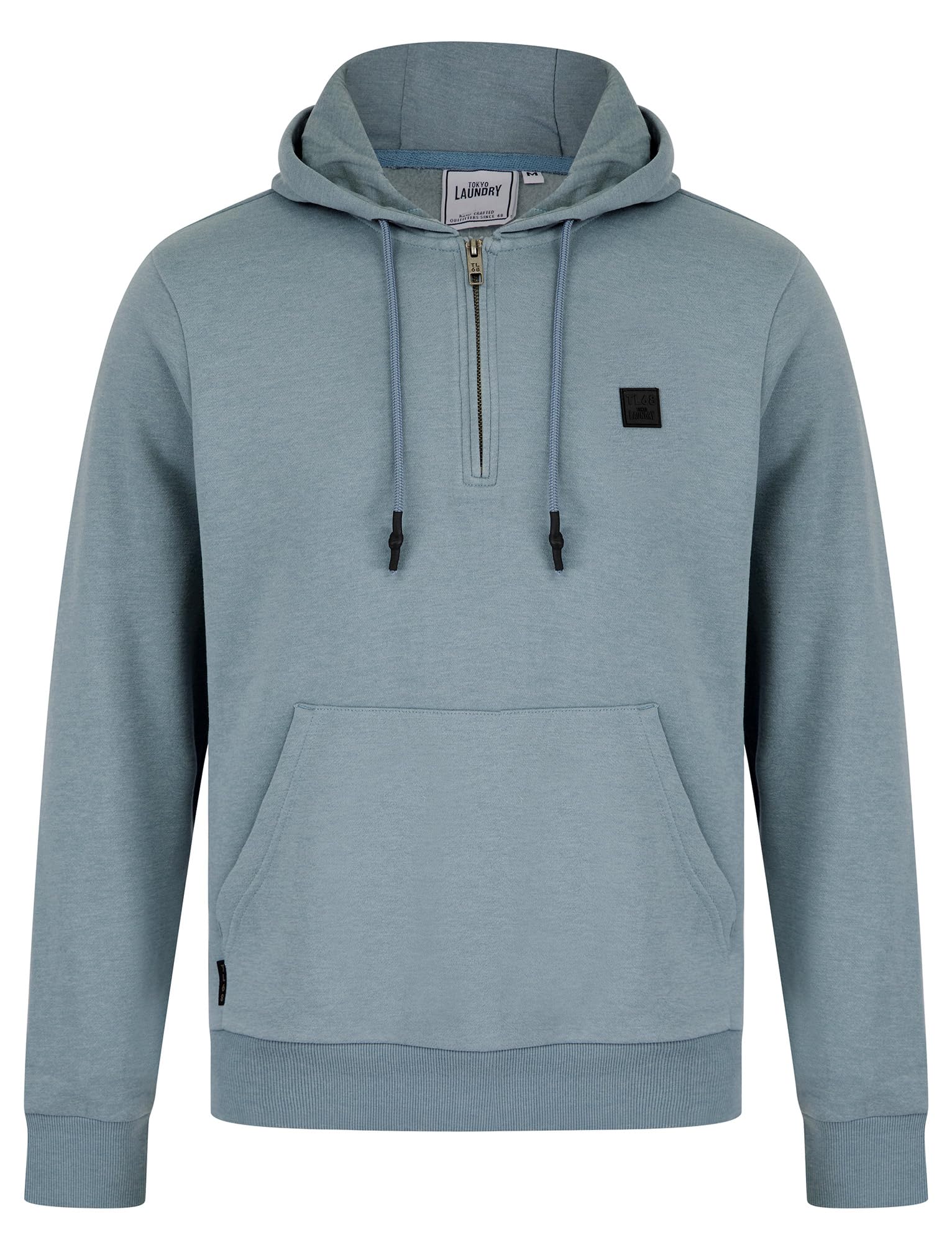 Tokyo Laundry Men's Invective Quarter Zip Neck Brushback Fleece Pullover Hooded Top Cool Grey