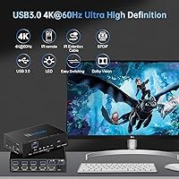 Vista 3 de USB 3.0 KVM Switch HDMI 4 Computer 1 Monitor 4K 60Hz SPDIF L/R Extractor- USB Switch for Keyboard Mouse Printer Mac Windows 4 Port HDMI Switch 4x1