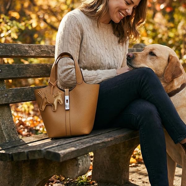 Kadynow Tote Bag for Women Vegan Leather Bucket Purse for Women Top Handle Handbag Shoulder Bag with Detachable Small Purse - 2
