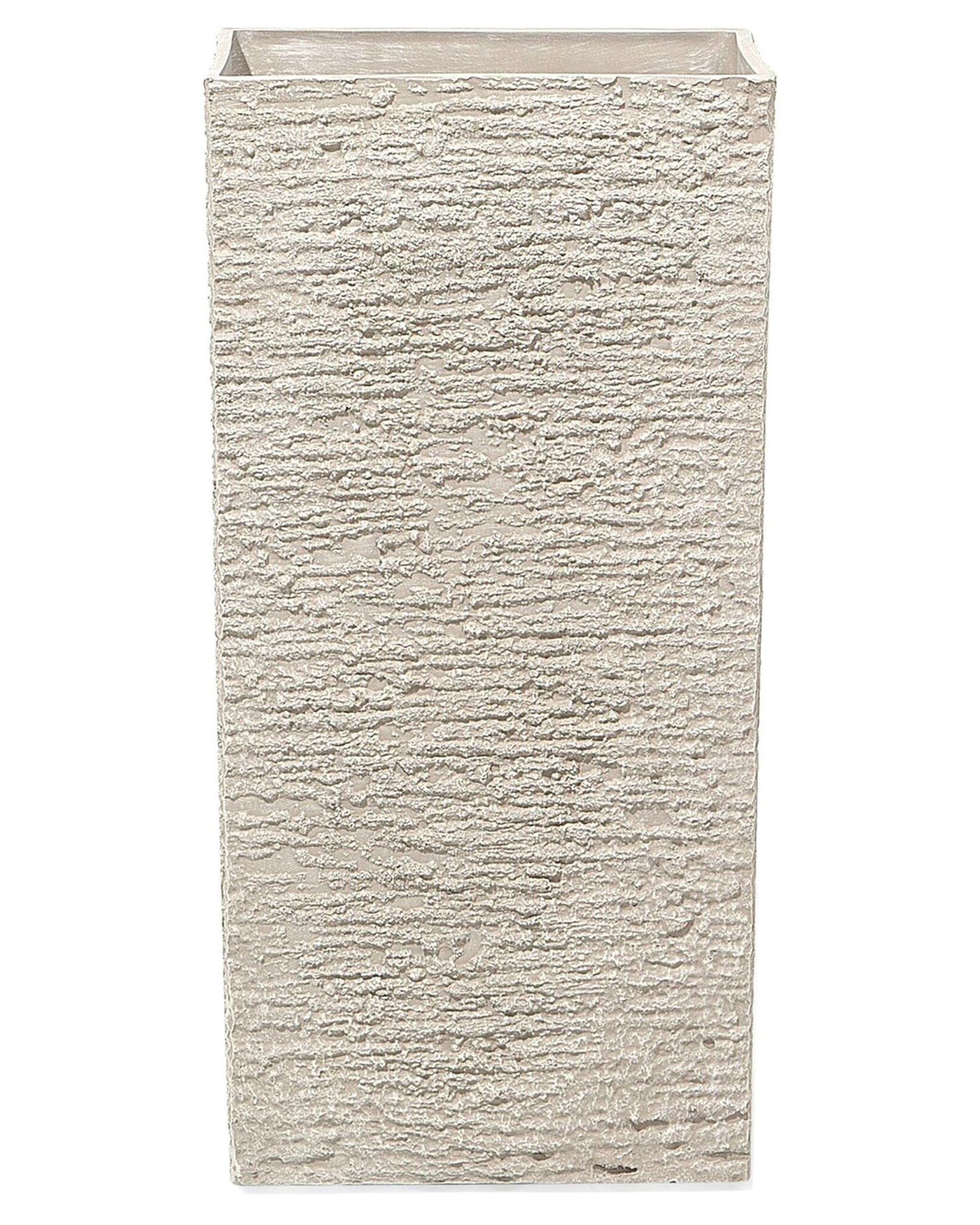 Hoher Blumentopf beige 35x35x70 cm Steingemisch Tenno