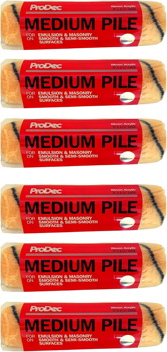 Prodec 9" x 1.5" Inch Medium Pile Roller Sleeve nap Refill Covers Multi