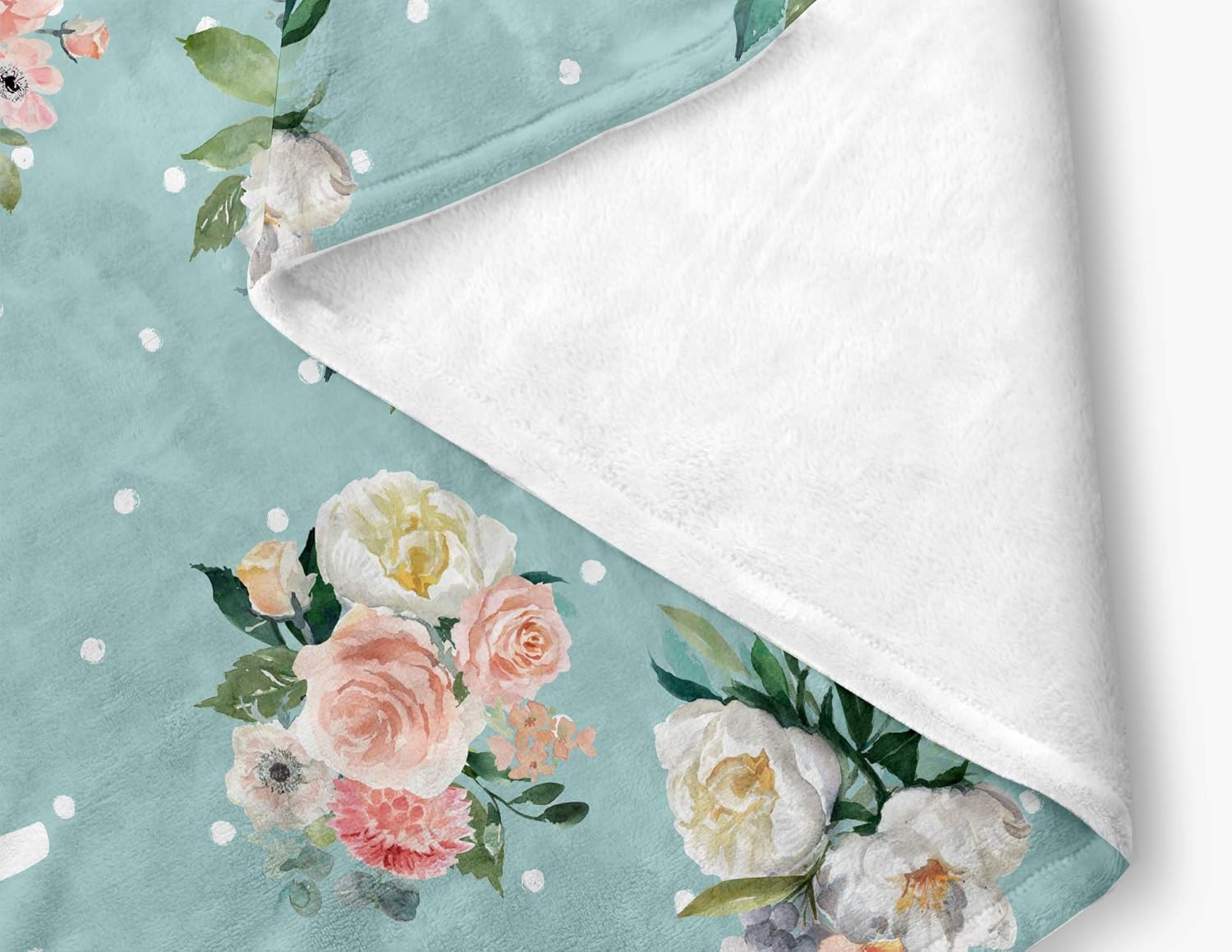 Personalized Baby Girl Blanket, Pink, Peach, Coral and Mint Boho Floral (Soft, Lightweight Polyester Minky Fleece - White Back - 30" x 40")