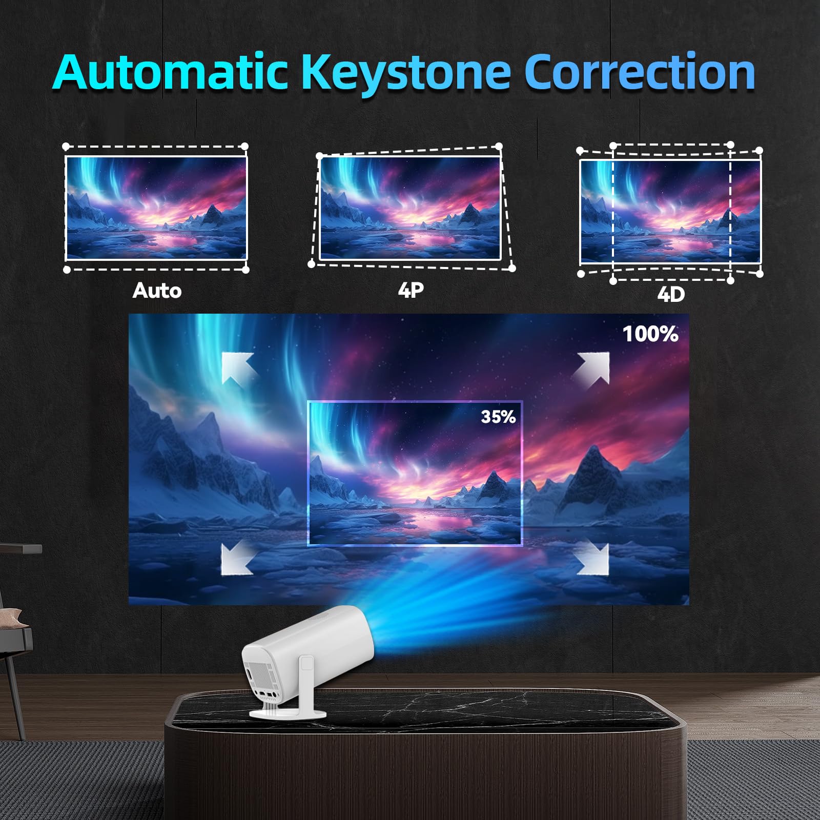P30Plus 4K Projecteur de Jeux Vidéo avec 2 Manettes Sans Fil, 14 Émulateurs Intégrés, 36000+ Jeux, Blanc