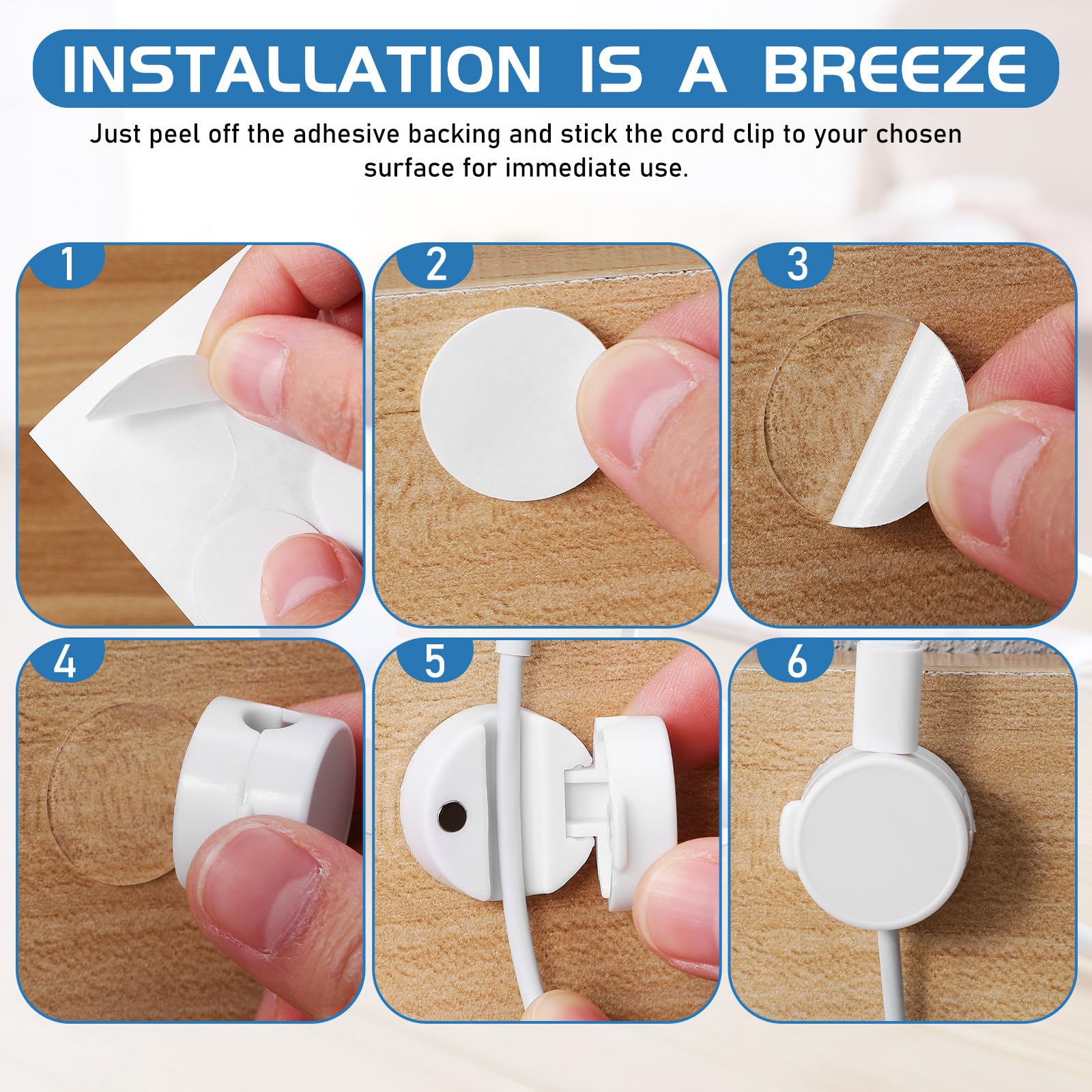 BESPORTBLE Clips Adhesivos para Cables Magnéticos 6 Piezas Organizador de Cables de Carga y Auriculares Respaldo Adhesivo para Hogares y Oficinas