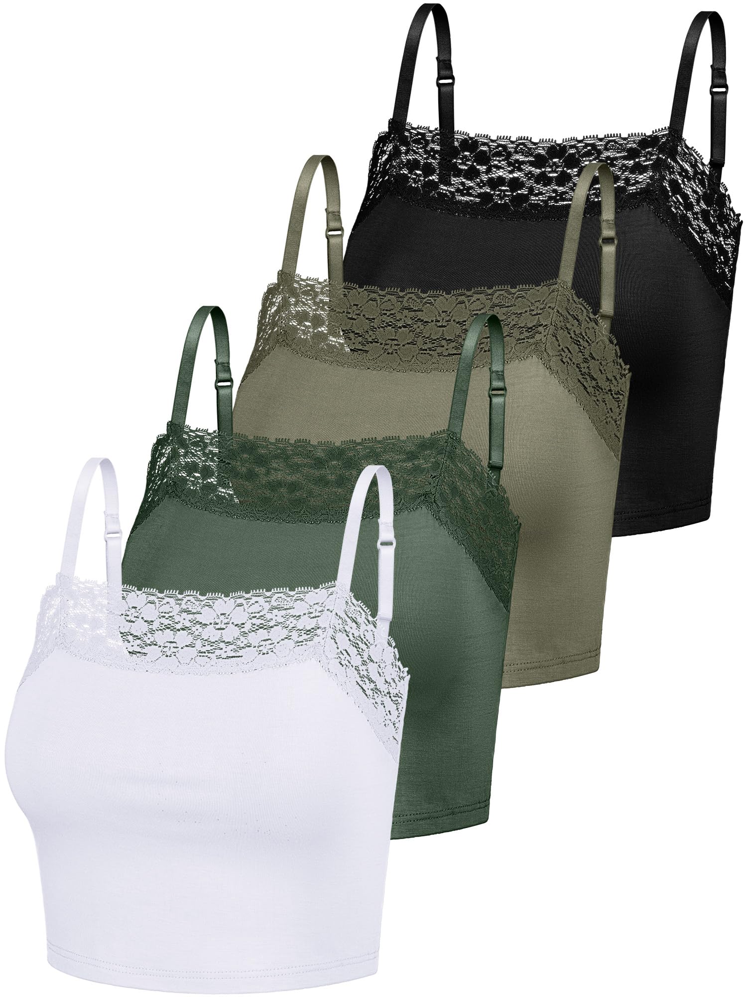 4 Pcs Women's Lace Camisole Spaghetti Strap Lace Bralettes Crop Tops Half Cami Top Lace Bandeau Tank Tops for Women Girls-image-38