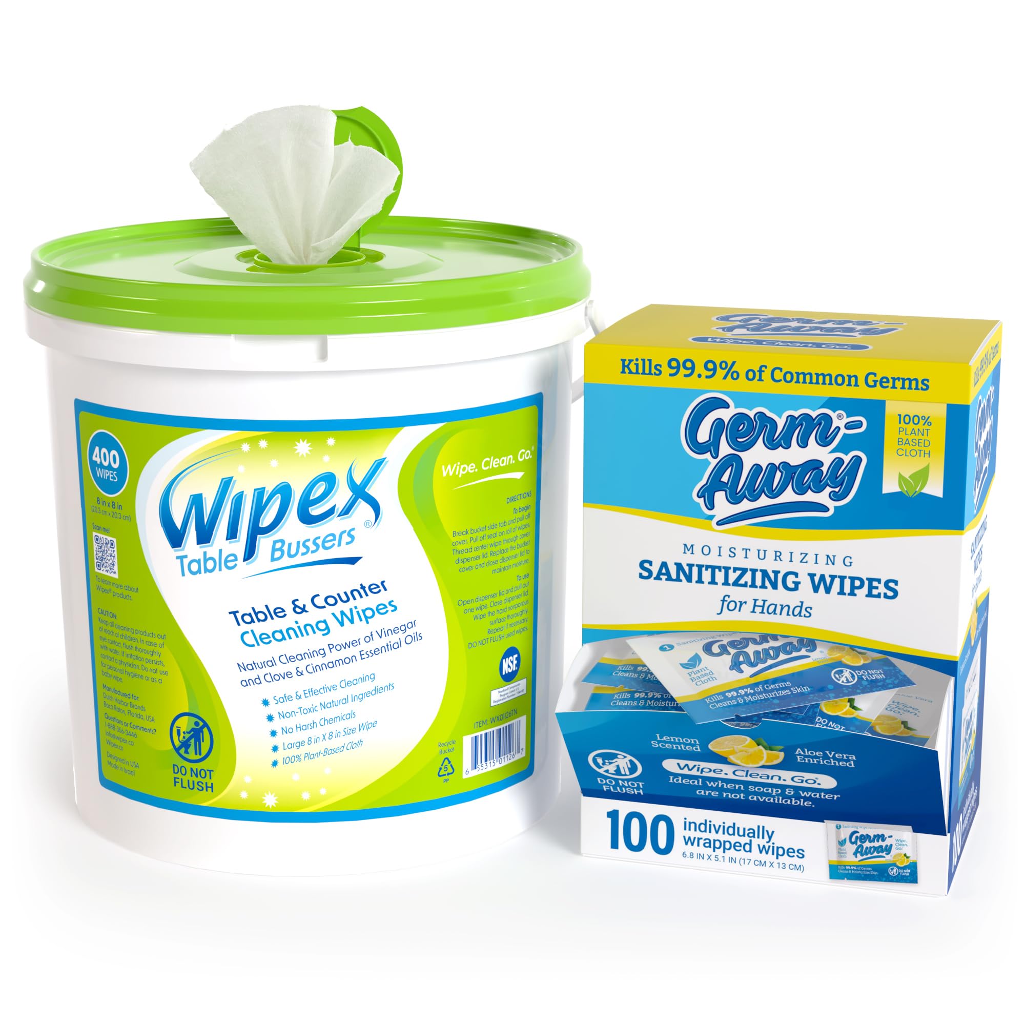 Restaurant Bundle - Get 400ct Wipex Table Bussers Natural Table Wipes and 100ct Individually Wrapped Hand Wipes