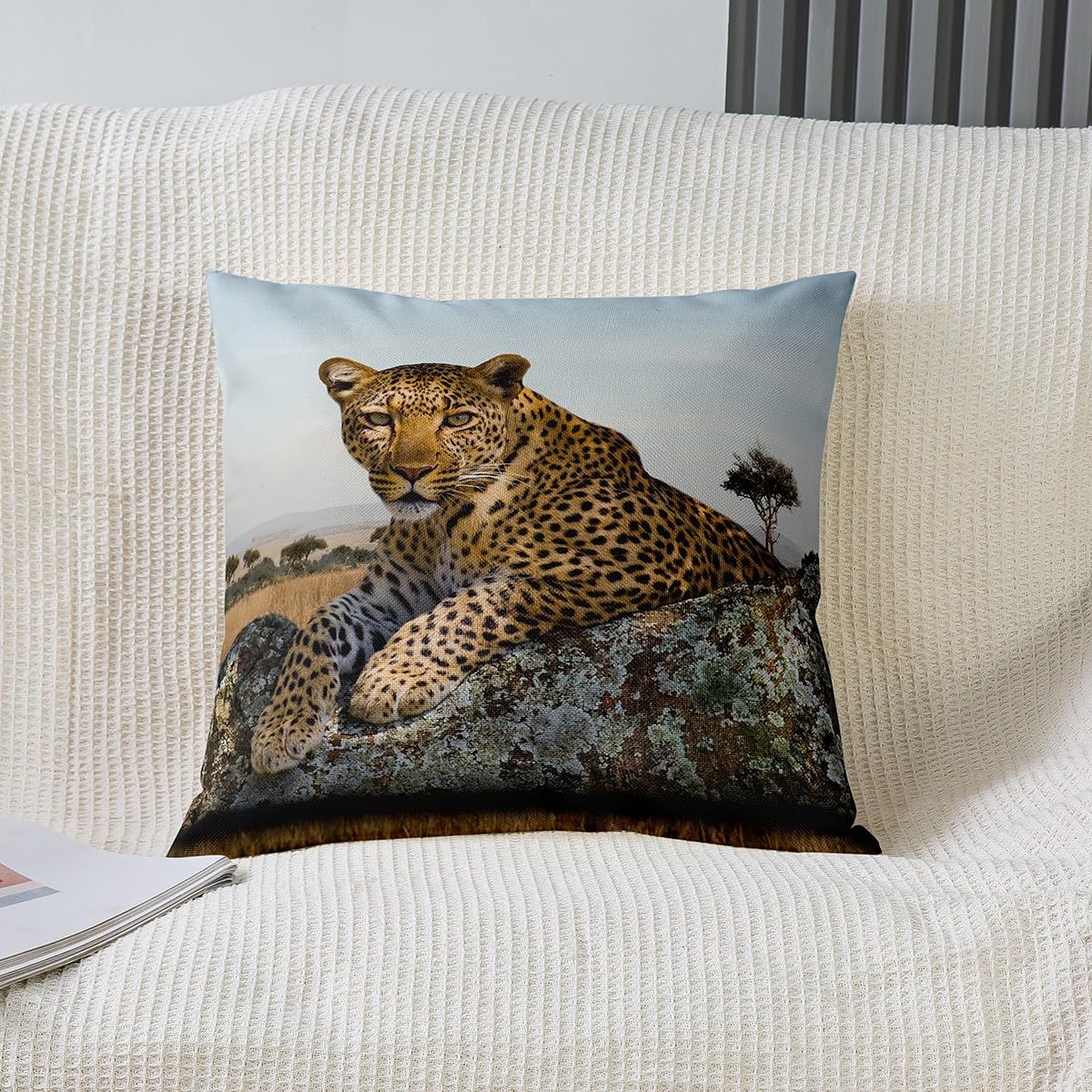 Set di 2 federe per cuscino con stampa leopardata rosa leopardata