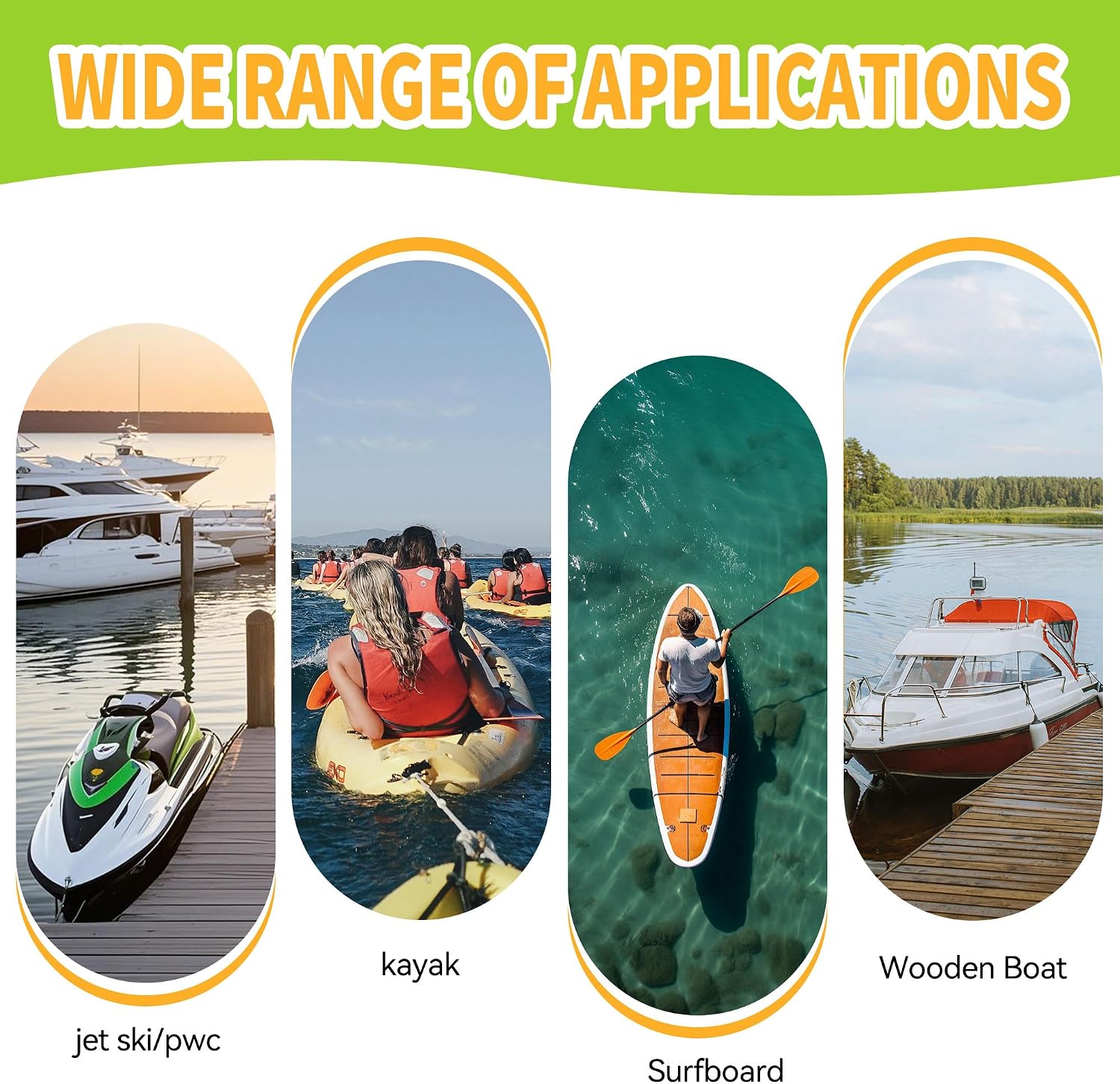 4FT Boat Bungee Dock Line Marine Rope 2-Pack for Temporary Boat Docking, with 316 Stainless Steel Clip,Boat Accessory for Kayak, Pontoon, Watercraft, Canoe, Power Boat (Green)