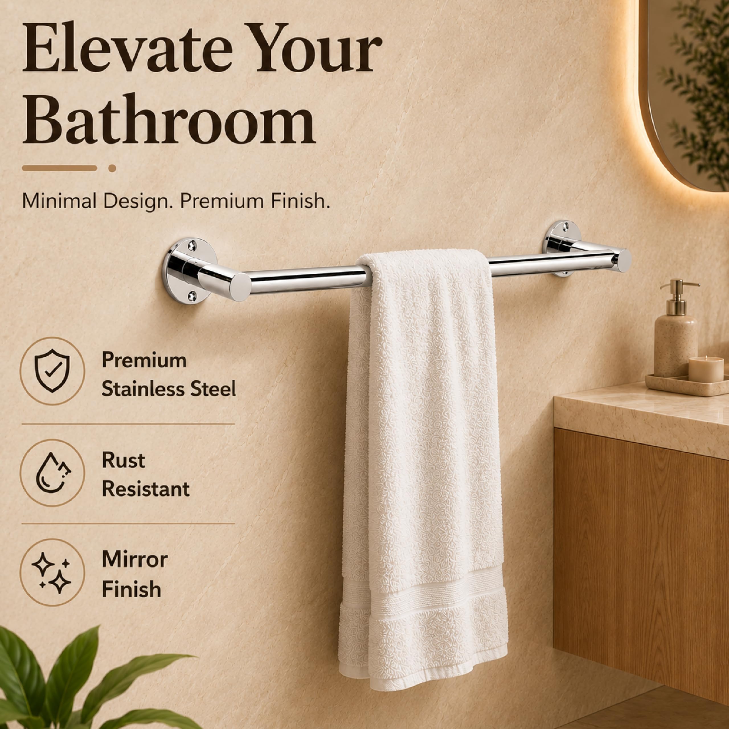 Stainless Steel Towel Bars - 3 Pack -3 Stainless Steel Towel Bars - 3 Pack -3