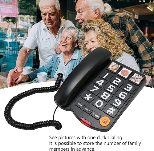 Miniatura 3 de Teléfono grande con cable para personas mayores, teléfonos fijos retro con timbre adicional para personas con discapacidad auditiva, volumen