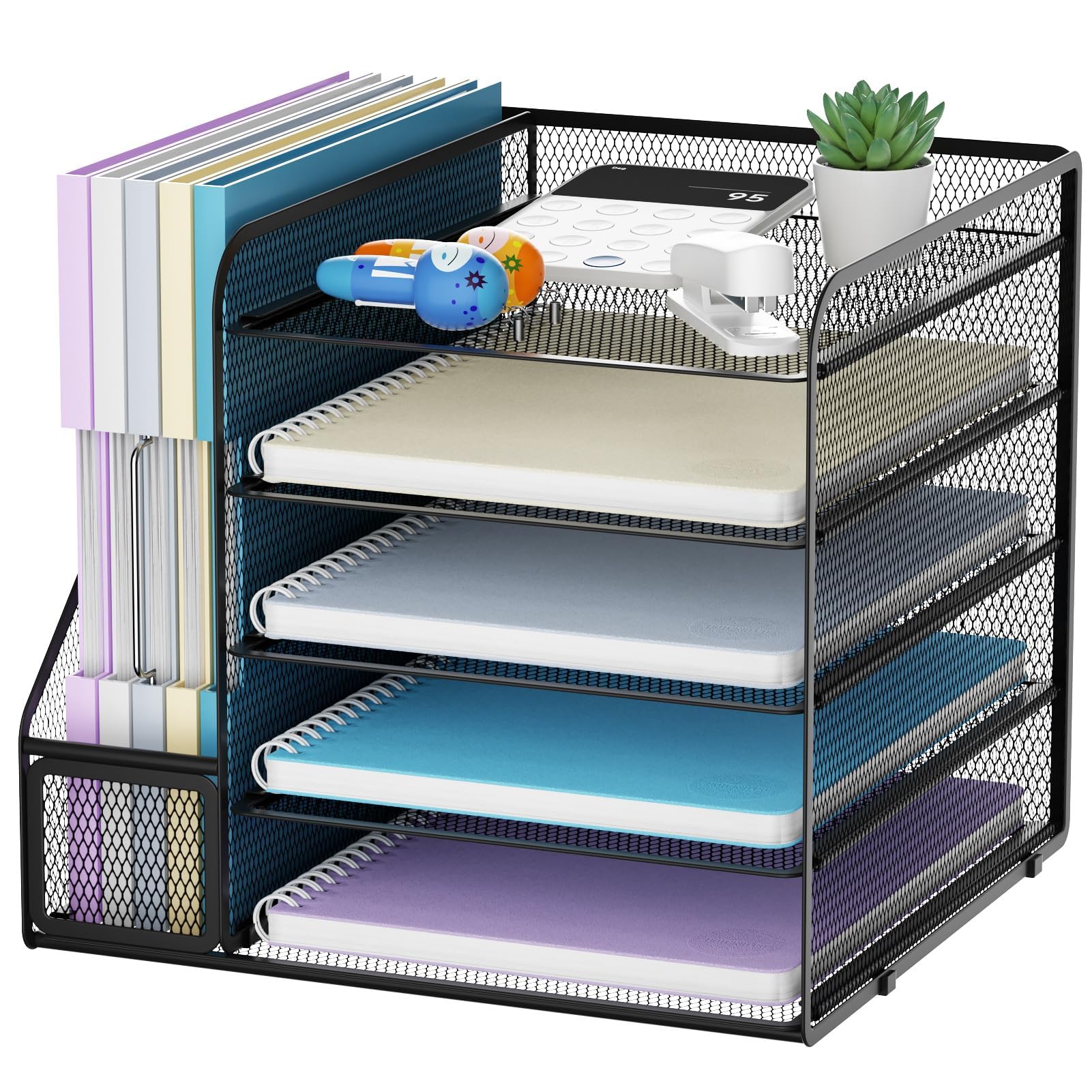 Marbrasse Organisateur de Bureau,5 Niveaux Maille Papier Aménagement,Porte-Dossiers pour Maison Bureau Accessoires(Noir)
