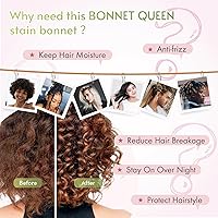 Vista 5 de Gorro de satén de seda para dormir con banda ancha para cabello rizado, color rosado