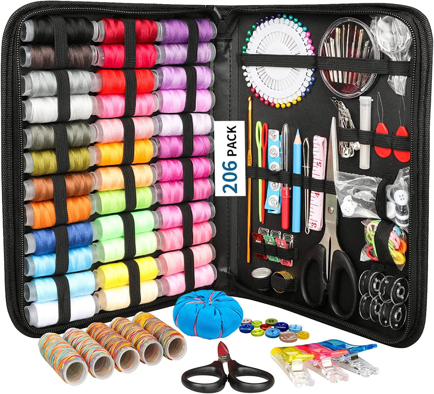 FELTHOUSE 206 pcs Sewing Kit, Complete Sewing Kit Set Thread Box