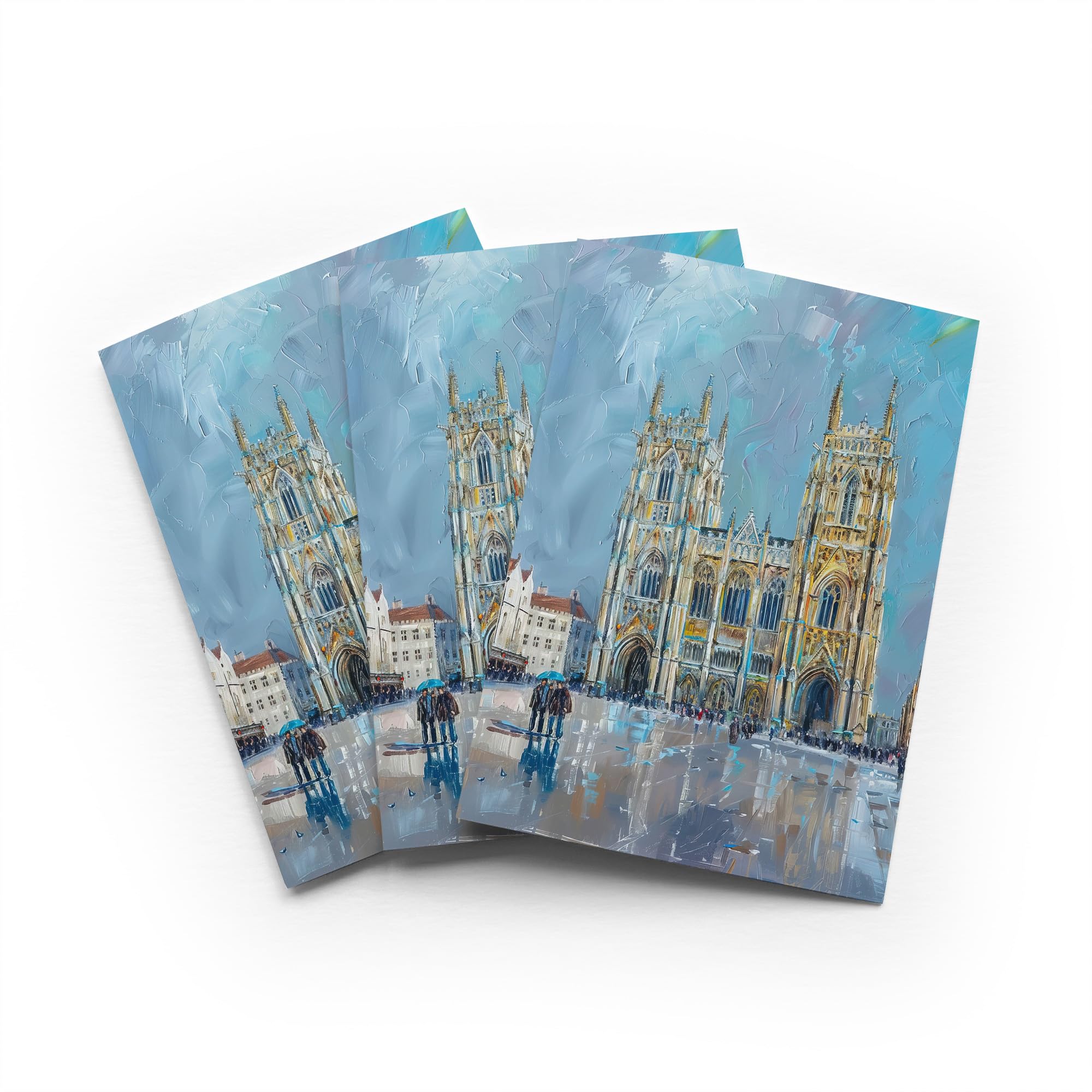 York Minster Greeting Card Cathedral Painting Any Occasion Set of 3 Blank Inside 5x7 Inch 13x18 cm