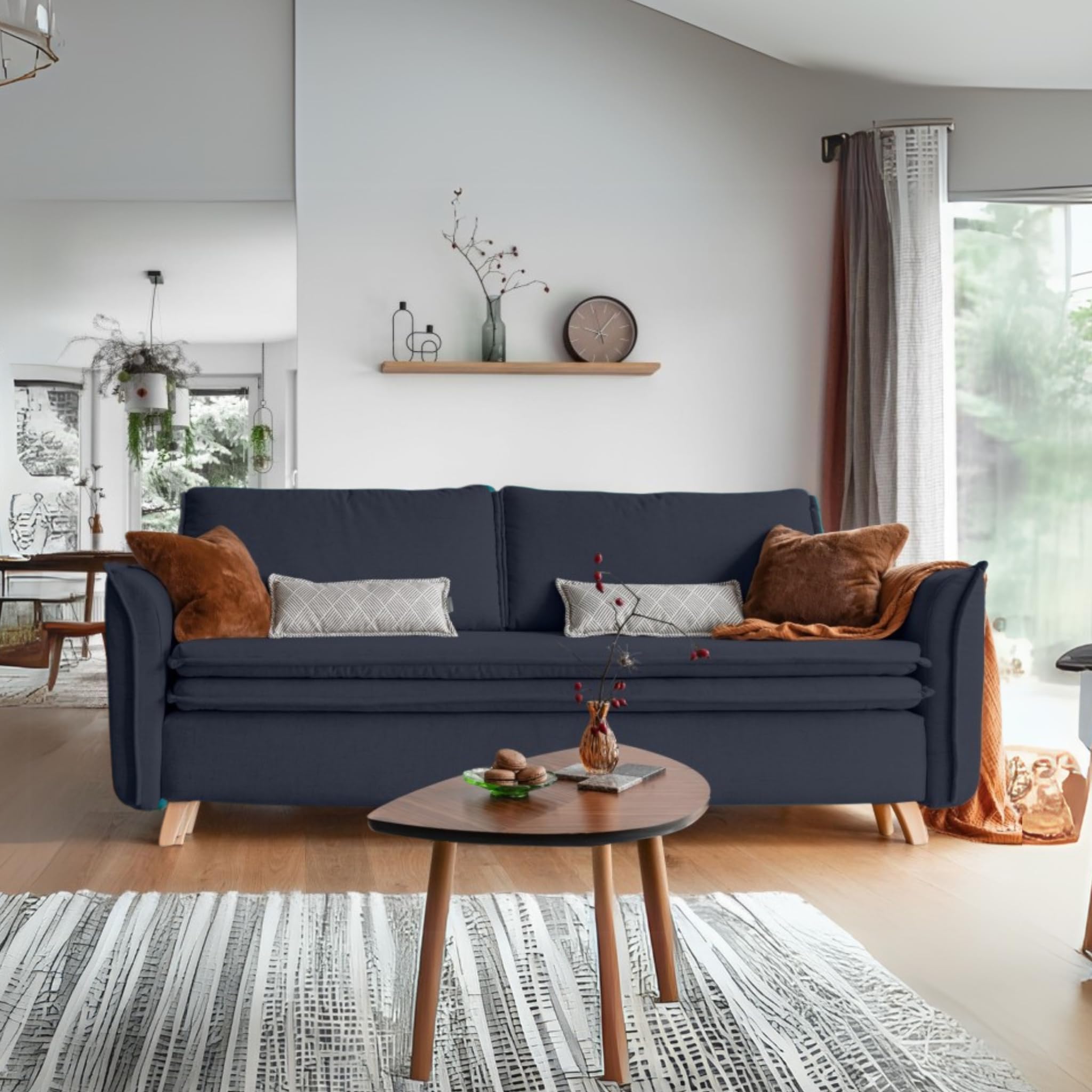 MIUFORM Charming Charlie Slim, 3 Sitzer Sofa mit Schlaffunktion, Anthrazit