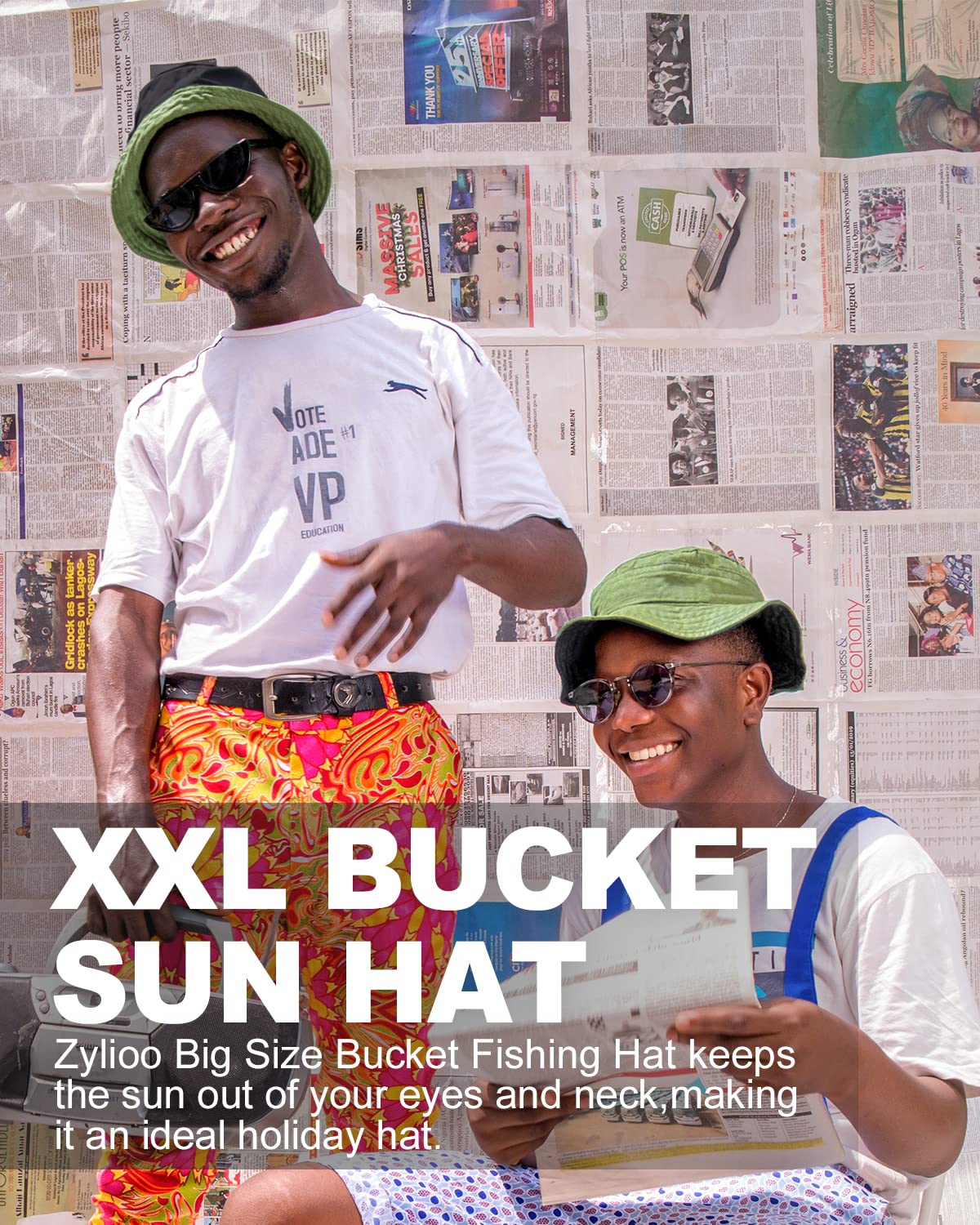 Feng Shui， Sombreros para el Sol L/XL/XX-Large,Sombreros de Pesca Reversibles Grandes,Sombrero de Pescador con protección UV de Doble Cara para Golf, Senderismo al Aire Libre