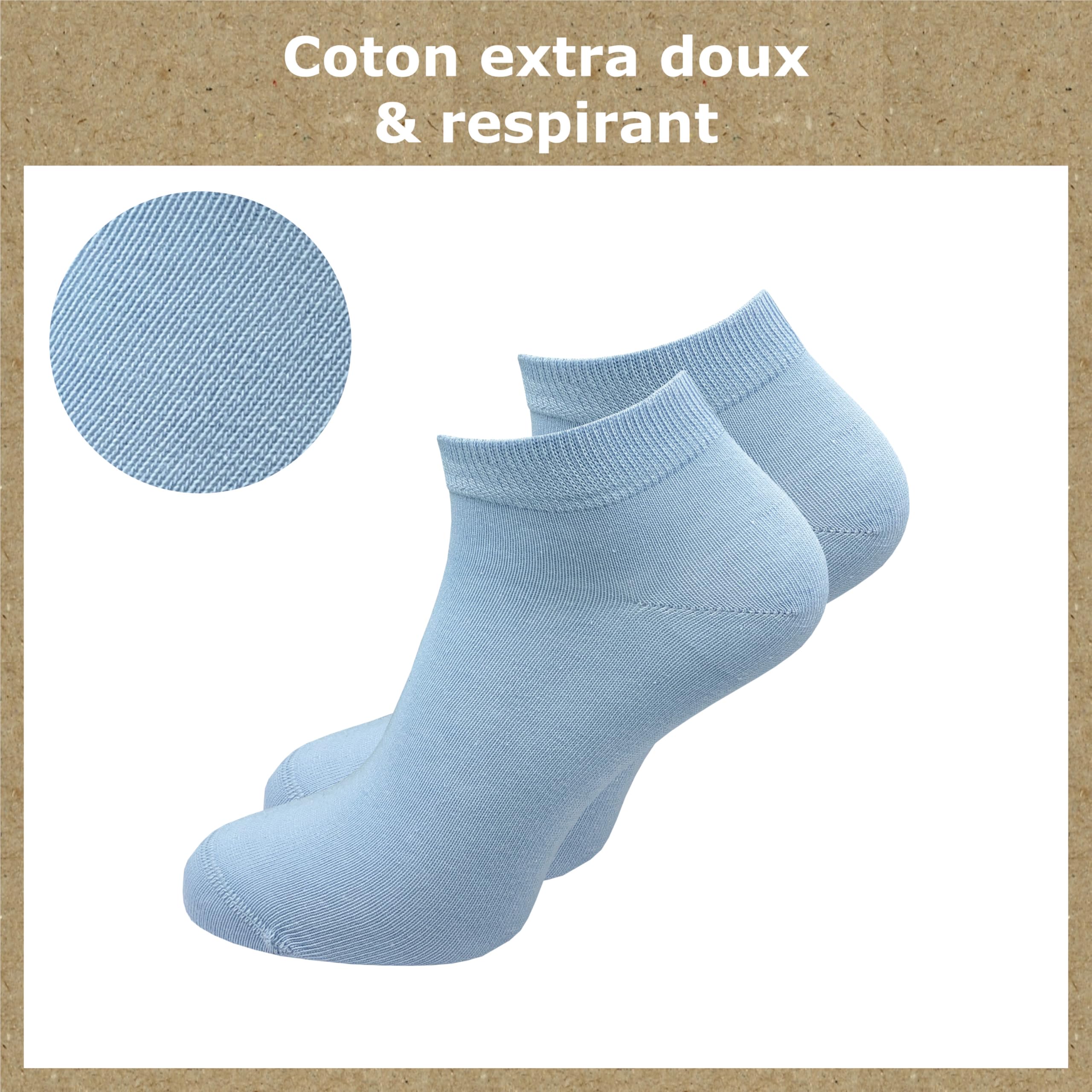GAWILO Chaussettes basses 100% coton pour femmes (6 ou 10 paires) | Chaussettes courtes sans couture pressante