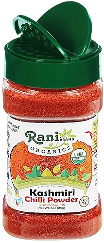 Miniatura 7 de Rani Organic Kashmiri Chilli en polvo (Deggi Mirch, a baja temperatura) Tarro PET de 3 onzas (3.00oz)  Todo natural  Vegano  Apto para gluten  Sin