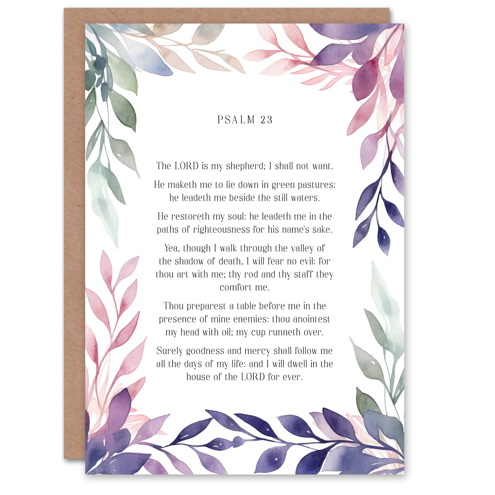 Artery8 Christian Birthday Card Psalm 23 The LORD is My Shepherd Old Testament Blank Card For Him Or Her