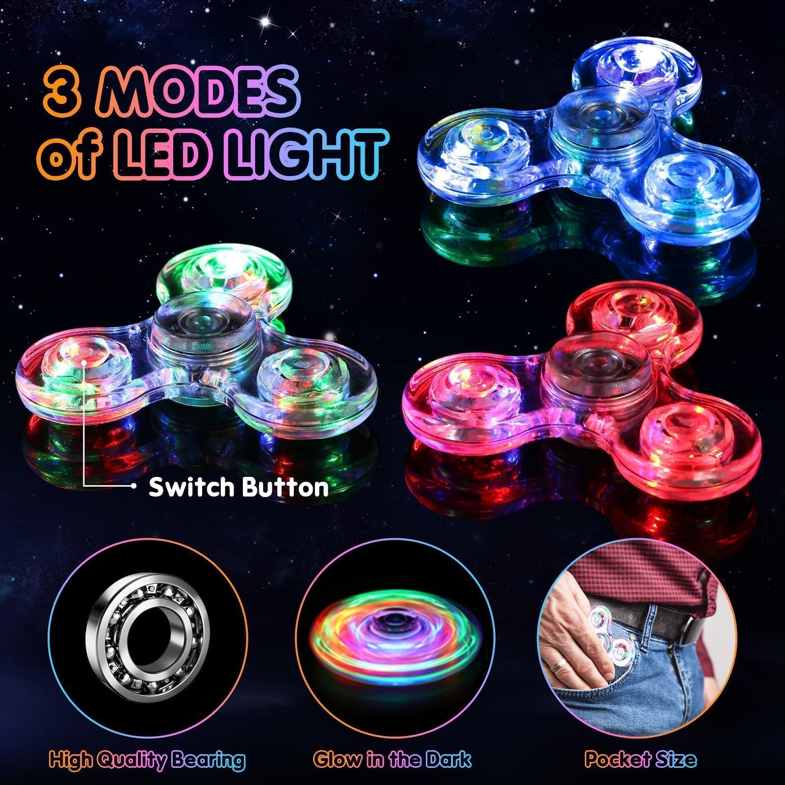 Gigilli Fidget Spinners 12 Pack, Bomboniere per feste LED Light Up Bulk Fidget Spinners, Regalo Bambini Fidget Toy Goodie Bag Stuffers, Glow in The Dark Forniture per feste