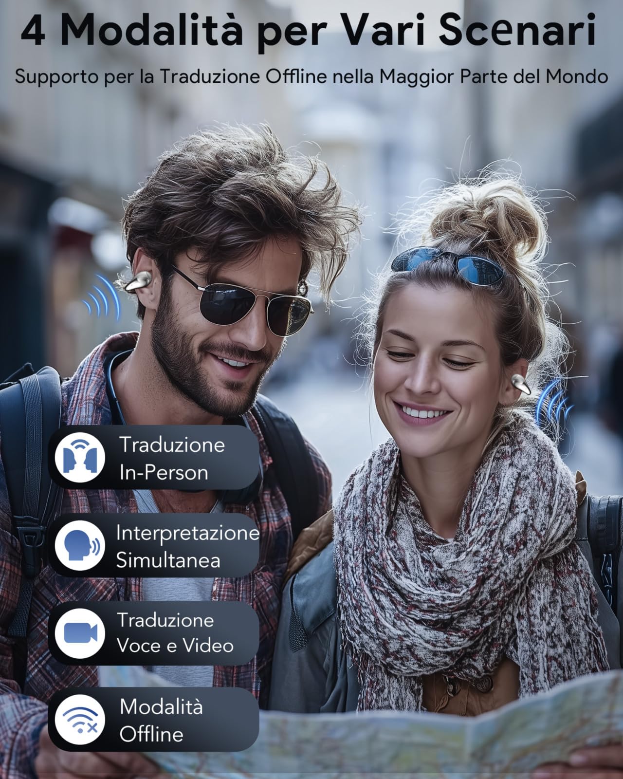 Boytond Traduttore Vocale Istantaneo Multilingue - Auricolari Per Traduzione Simultanea In Tempo Reale, Cuffie Con Traduzione Multilingue Per Studio, Business e Viaggi Internazionali, Placcatura nera