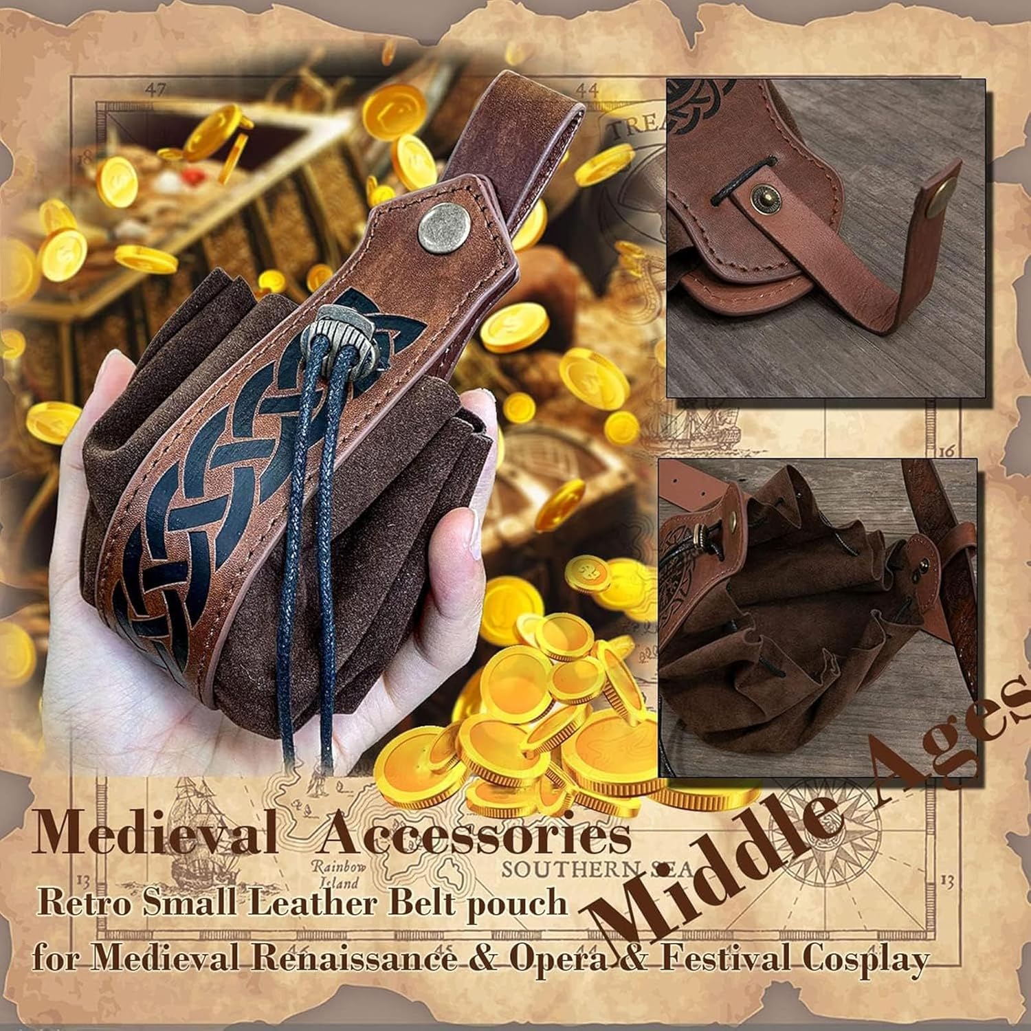 5PCS Renaissance Costume Sets Corset Waistband Belt Pouch Coin Purse Potion Bottle Vials Skirt Hike Medieval Cosplay - Image 4
