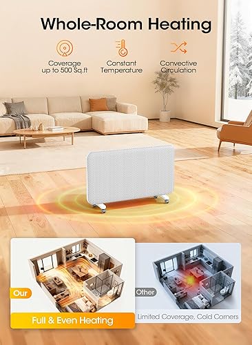 Miniatura 4 de Calentador de espacio con panel de convección para uso en interiores, calentador eléctrico para habitación grande con control de aplicación Wifi,