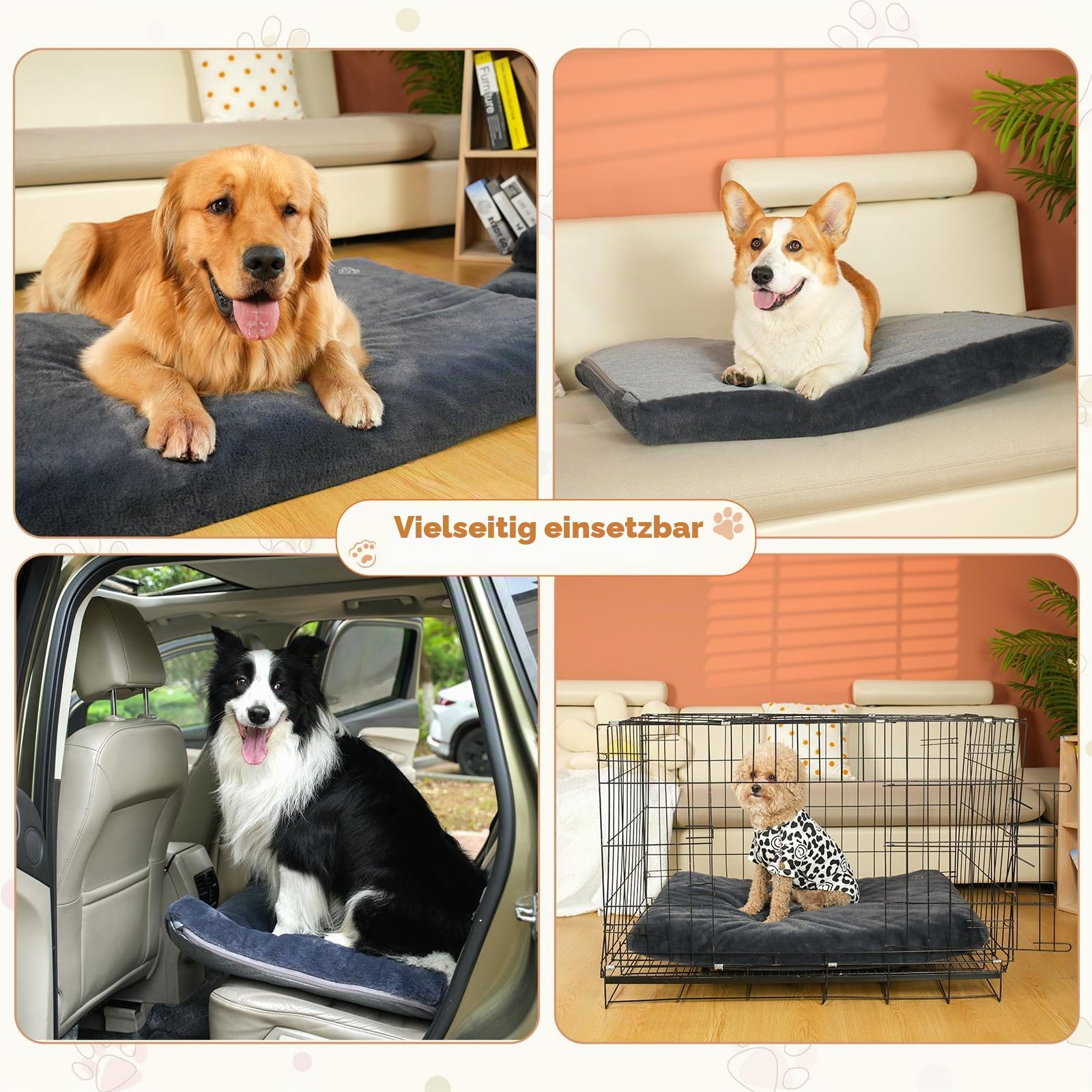 EMPSIGN Orthopädisches Hundebett Waschbar Wasserdicht Hundekissen | Ideale Käfigeinlage für Hundebox, Transportbox, Autohundebett & Hundekäfig. Optimale Haustiermatte für Auto, Sofa & Boden.
