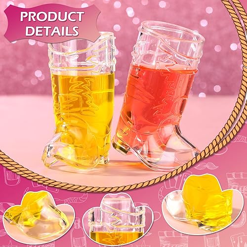 Miniatura 5 de Mini Neon Cowgirl Hat Western Cowboy Boot Shot Glasses Cowgirl Glitter Cowboy Hat Disco Bachelorette Party Decorations 30 Pcs