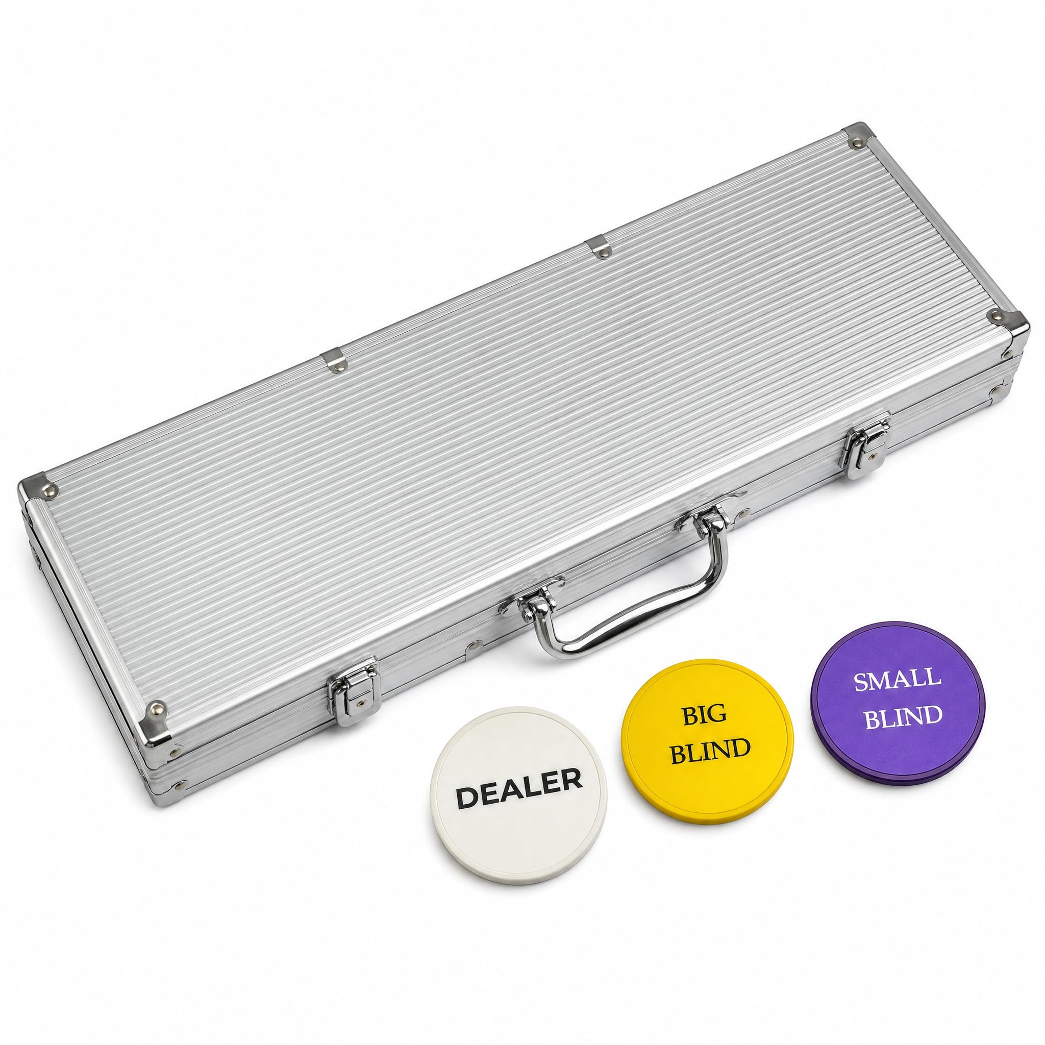 HEITOK Mallette Vide 1000 Jetons avec Boutons Dealer Blind | Mallette vide pour 1000 jetons standard, avec boutons dealer, small blind et big blind. Jetons non inclus.
