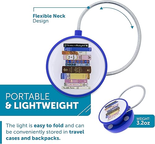 Miniatura 3 de WITHit Luz de libro con clip, bibliófilo, luz de lectura LED con clip para libros y libros electrónicos, brillo reducido, portátil y ligera, bonita