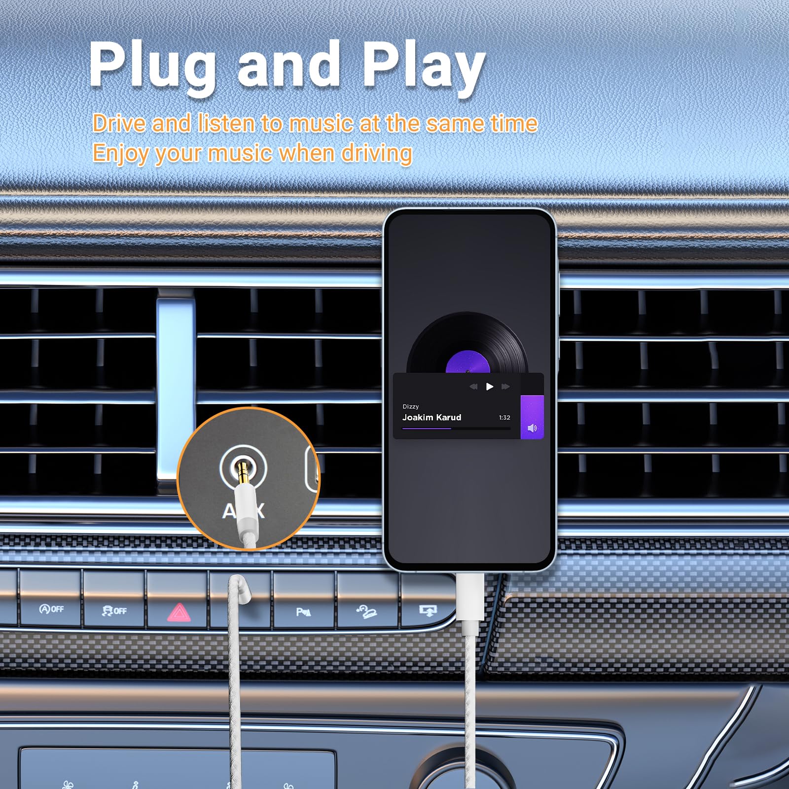 Câble auxiliaire vers USB C, USB C vers jack audio auxiliaire de 3,5 mm, câble stéréo de voiture de type C vers casque de voiture compatible avec iPhone 16 15 Plus/Max, Samsung Galaxy S24 S23